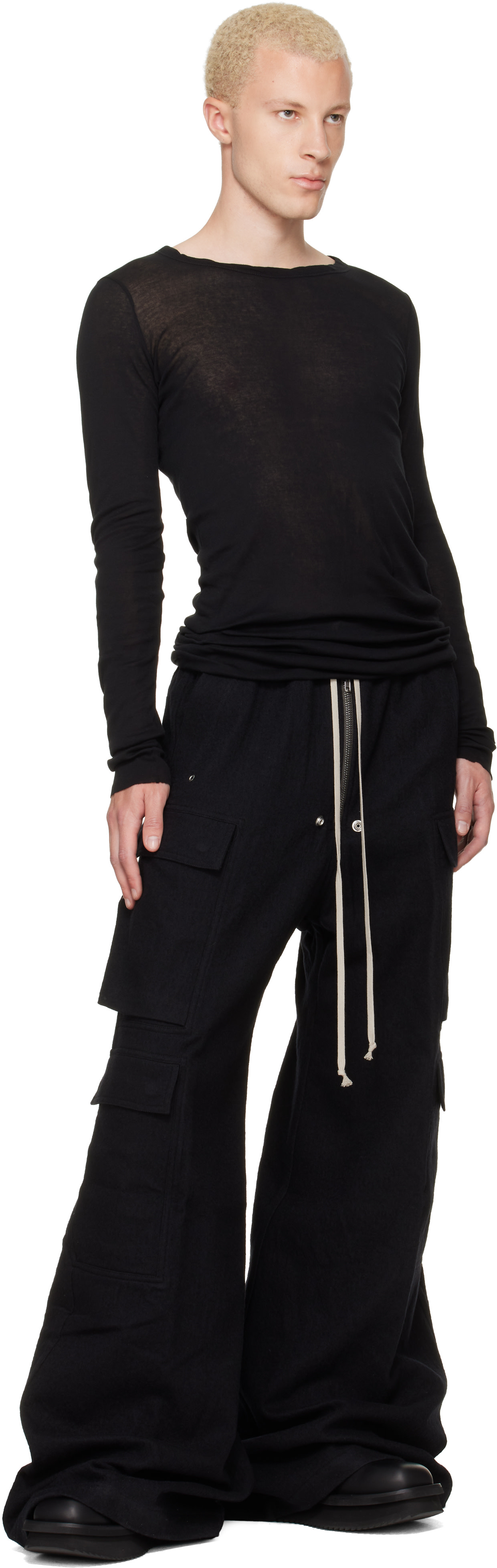 Rick Owens: Black Tower Cargobelas Cargo Pants | SSENSE Canada