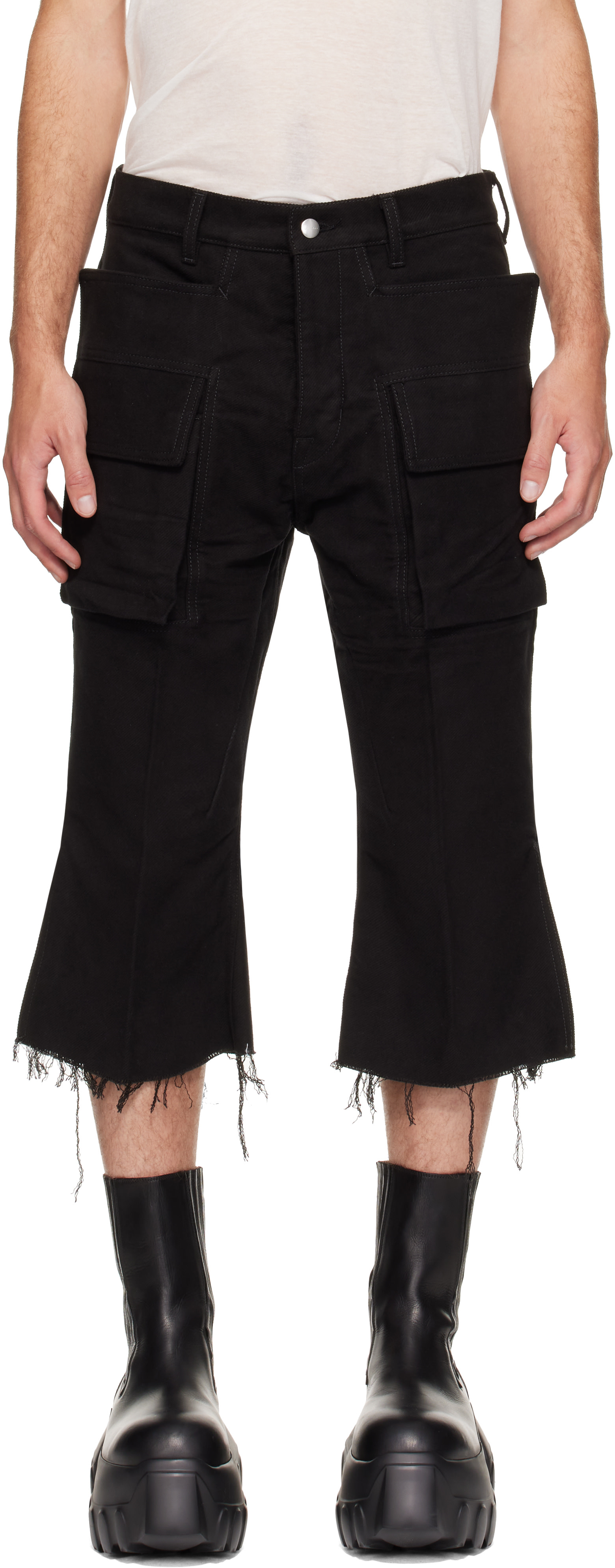 Rick Owens - ブラック Tower Bolan Cutoff カーゴパンツ