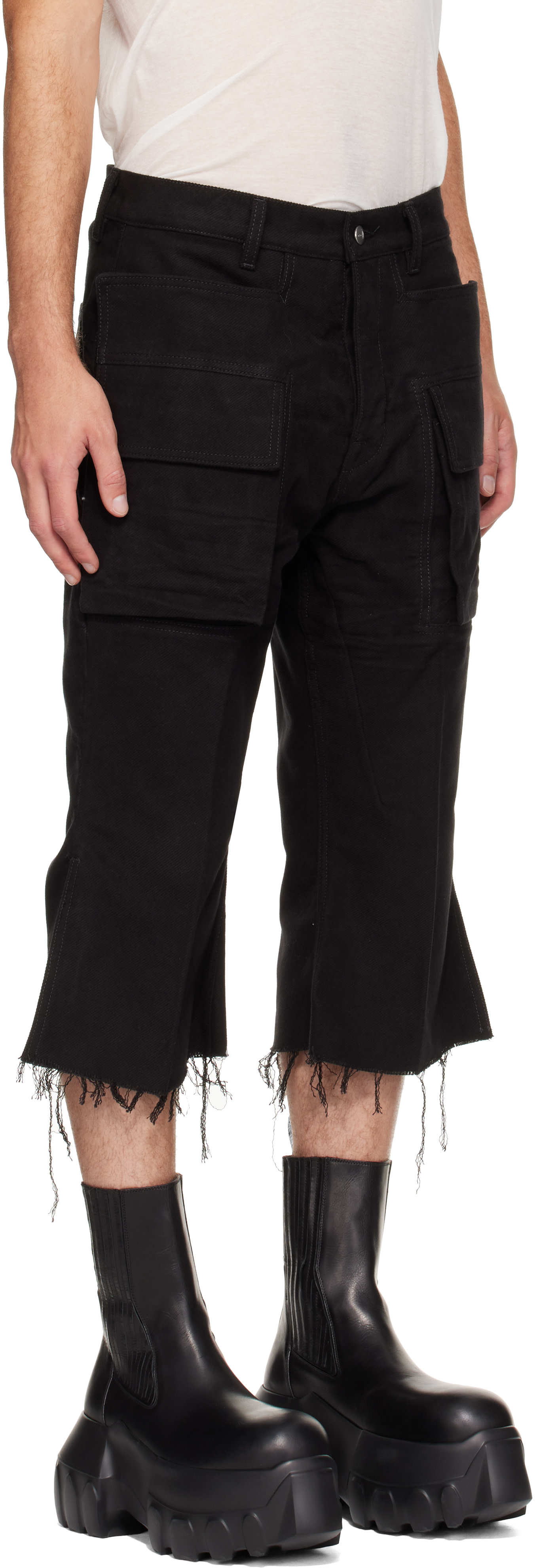 Rick Owens - ブラック Tower Bolan Cutoff カーゴパンツ