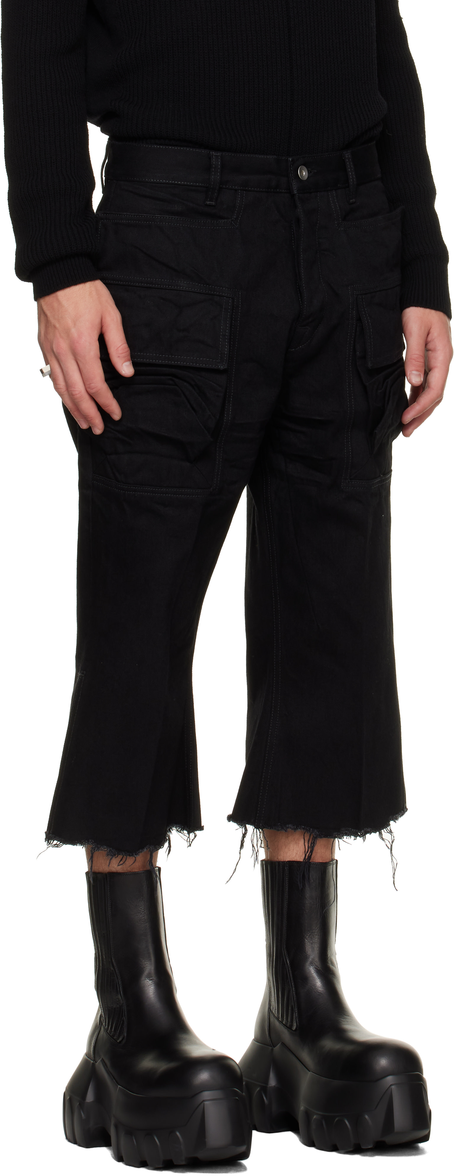 Rick Owens - Black Tower Bolan Cutoff Cargo Pants