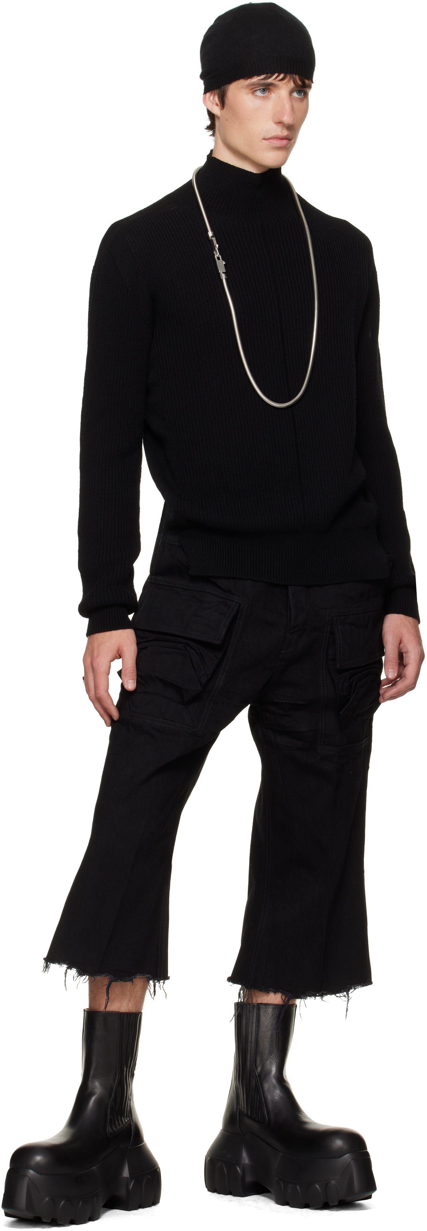 Rick Owens - Black Tower Bolan Cutoff Cargo Pants