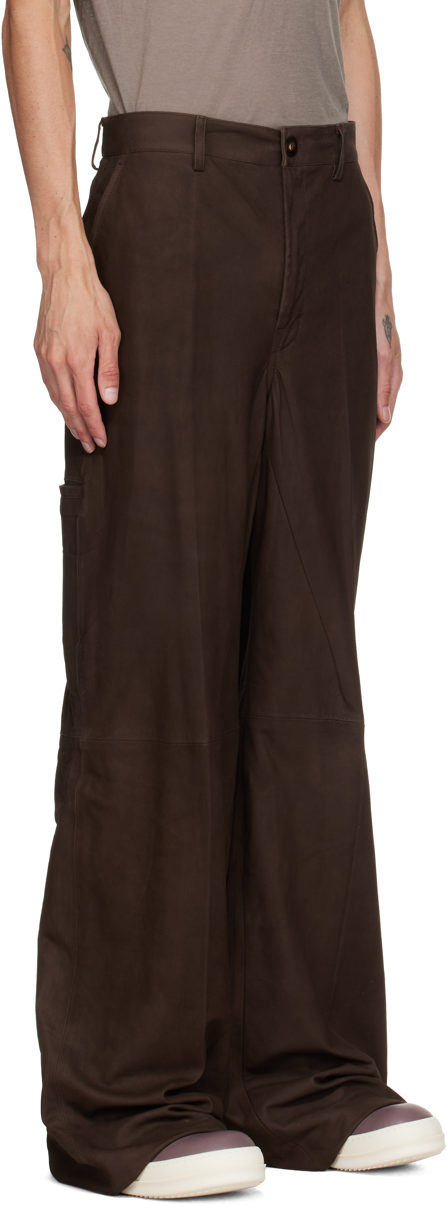 Rick Owens - Brown Leather Work Pants