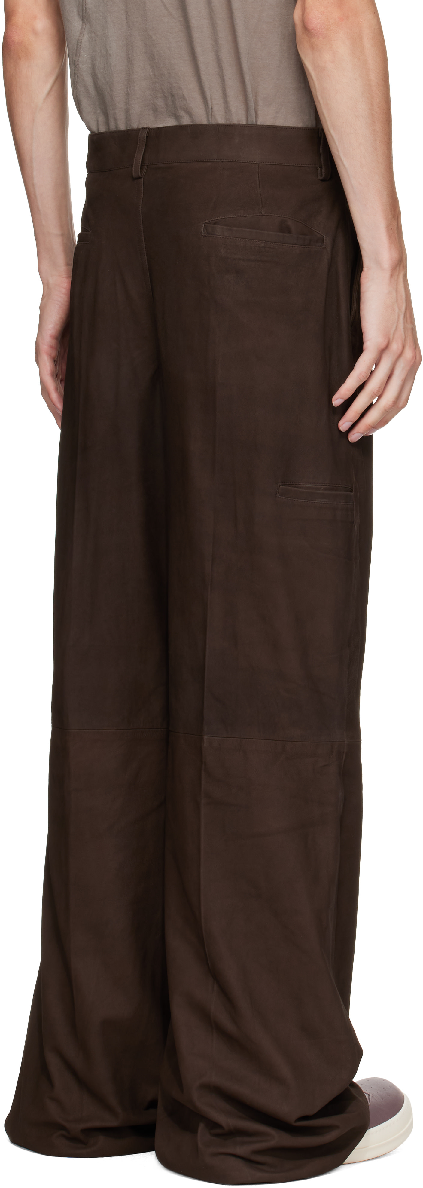 Rick Owens - Brown Leather Work Pants