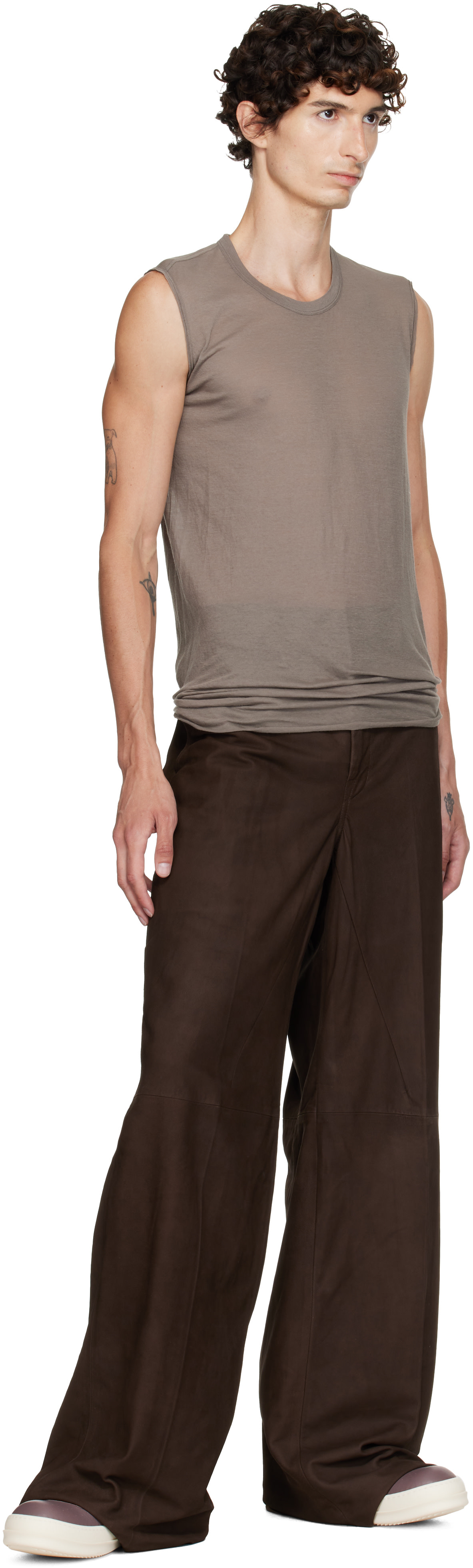 Rick Owens - Brown Leather Work Pants