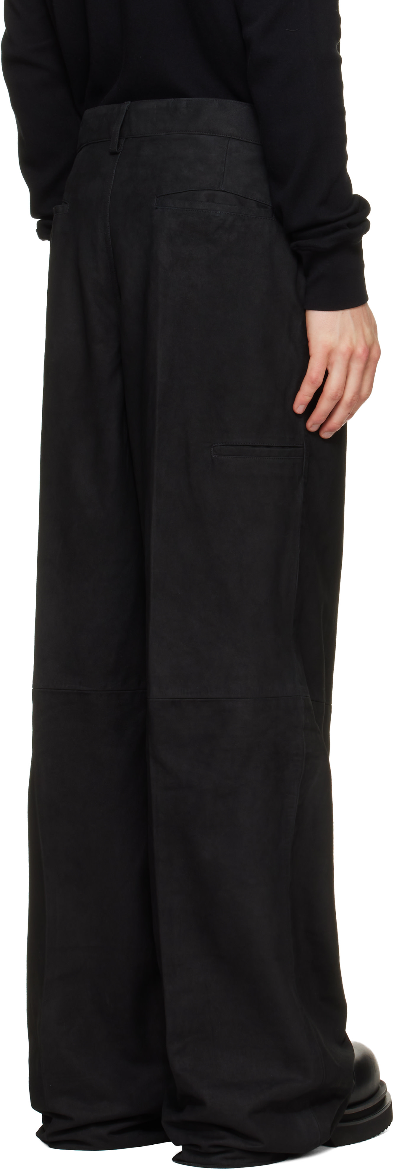 Rick Owens - 블랙 타워 워크 가죽 팬츠