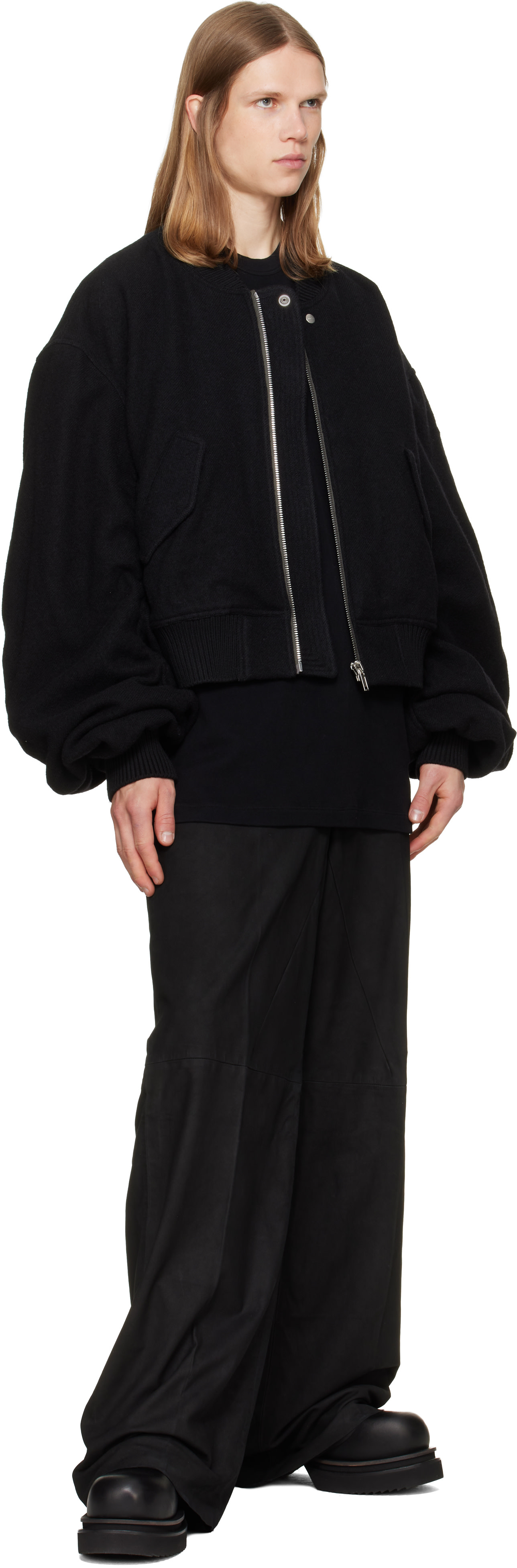Rick Owens - 블랙 타워 워크 가죽 팬츠