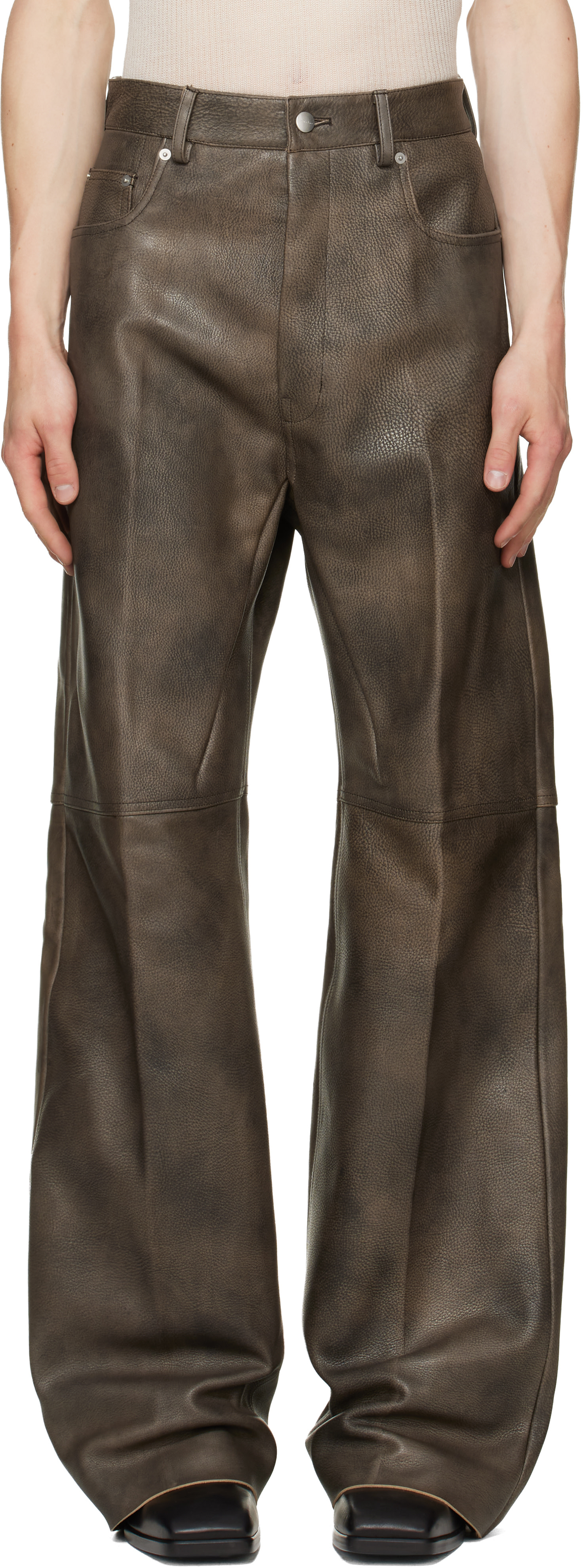 Rick Owens - ブラウン Tower Geth レザーパンツ