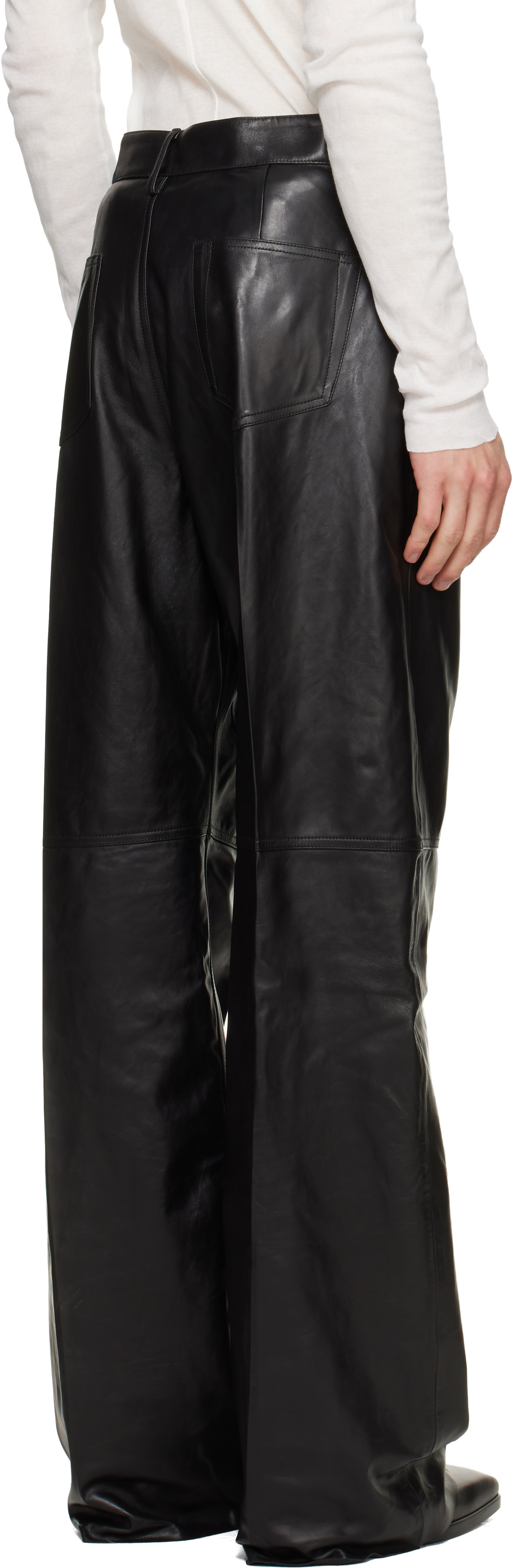 Rick Owens - 블랙 타워 게스 가죽 팬츠