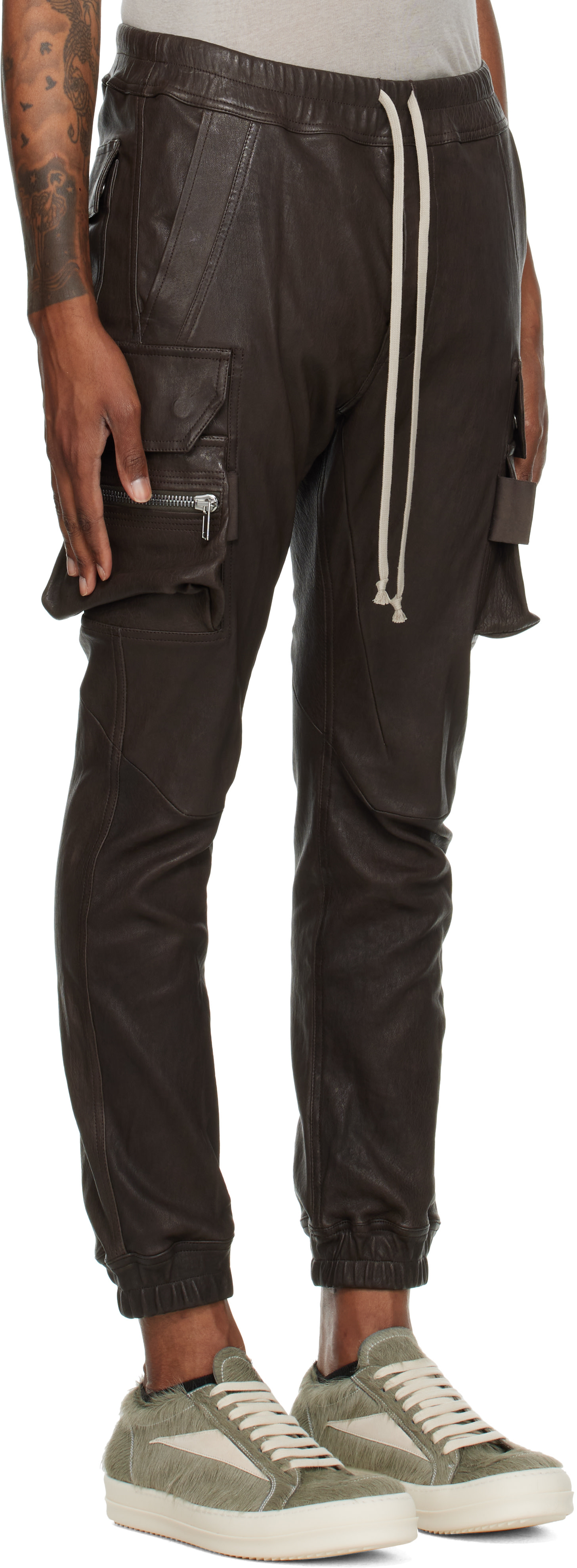 【美品】  Rick Owens / リックオウエンス | 2022SS | Mastodon Cargo カーゴパンツ | 48 | ブラウン系 | メンズ Rick Owens: ブラウン Tower Mastodon レザー カーゴパンツ | SSENSE 日本