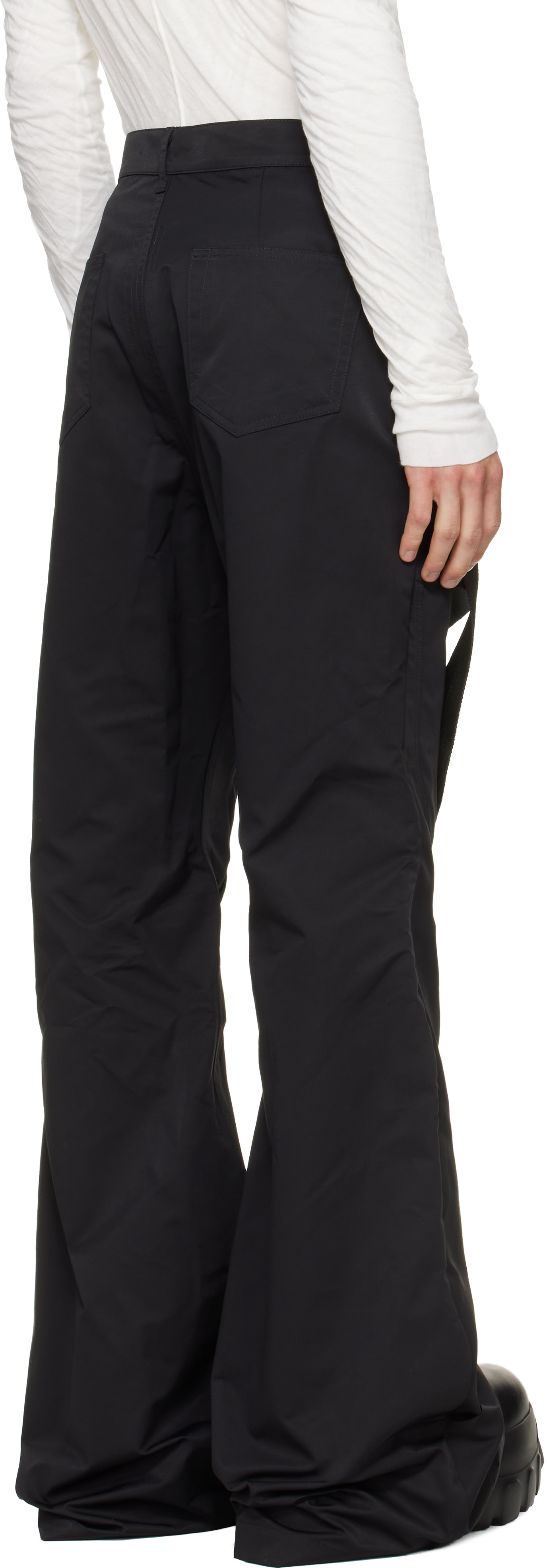 Rick Owens: Black Tower Megastrapped Bolan Bootcut Trousers