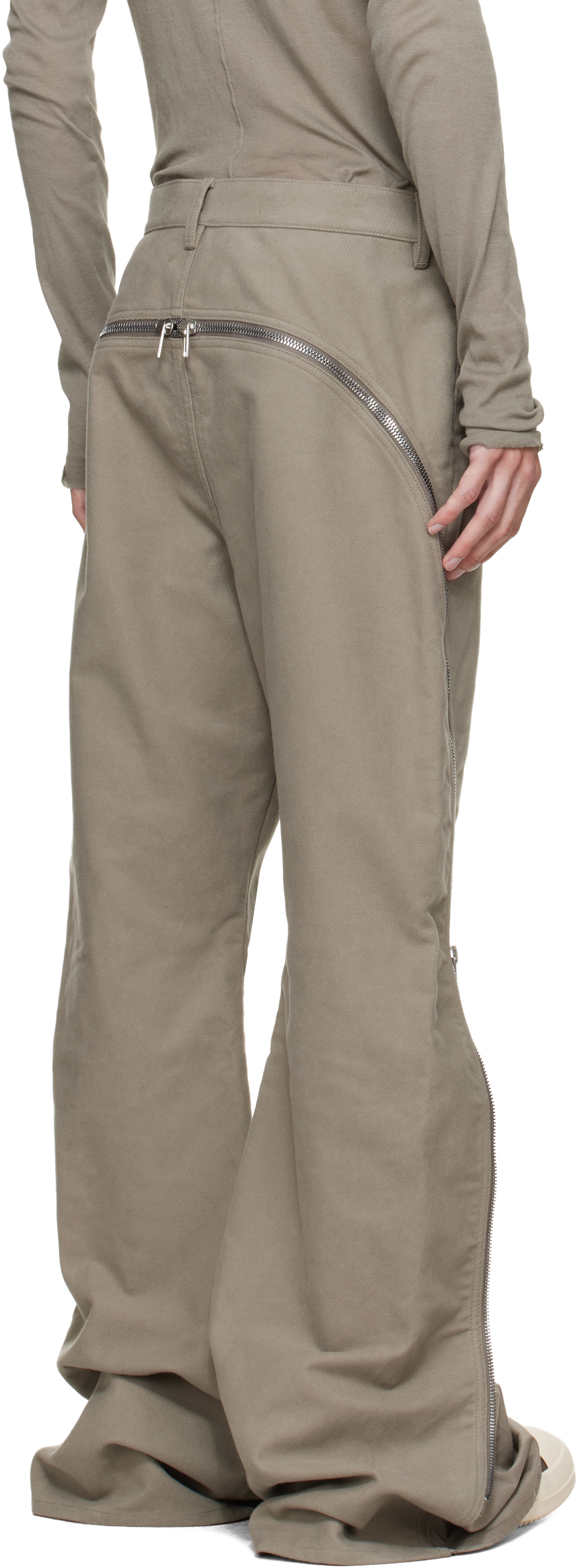 Rick Owens: Gray Tower Bolan Banana Trousers | SSENSE