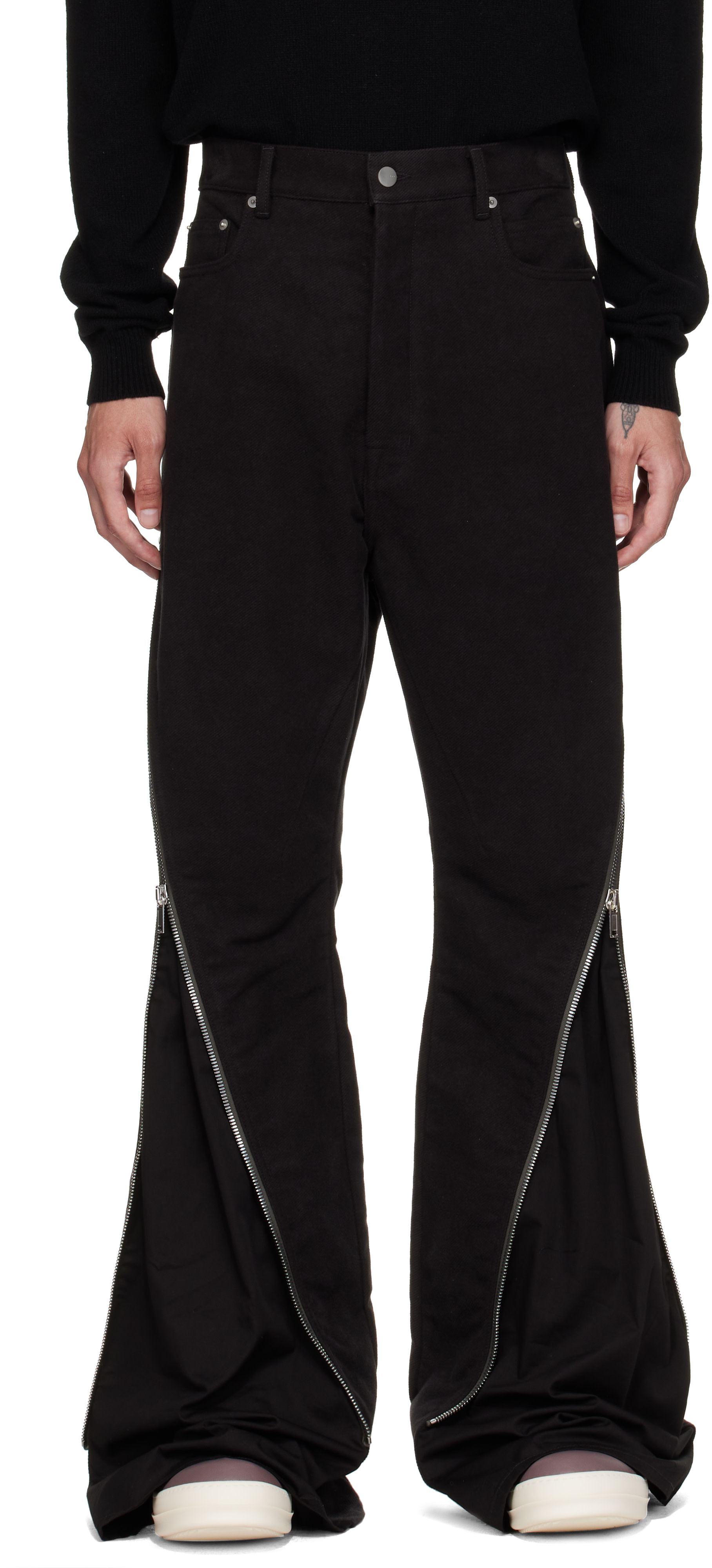 Rick Owens: ブラック Tower Bolan Banana トラウザーズ | SSENSE 日本