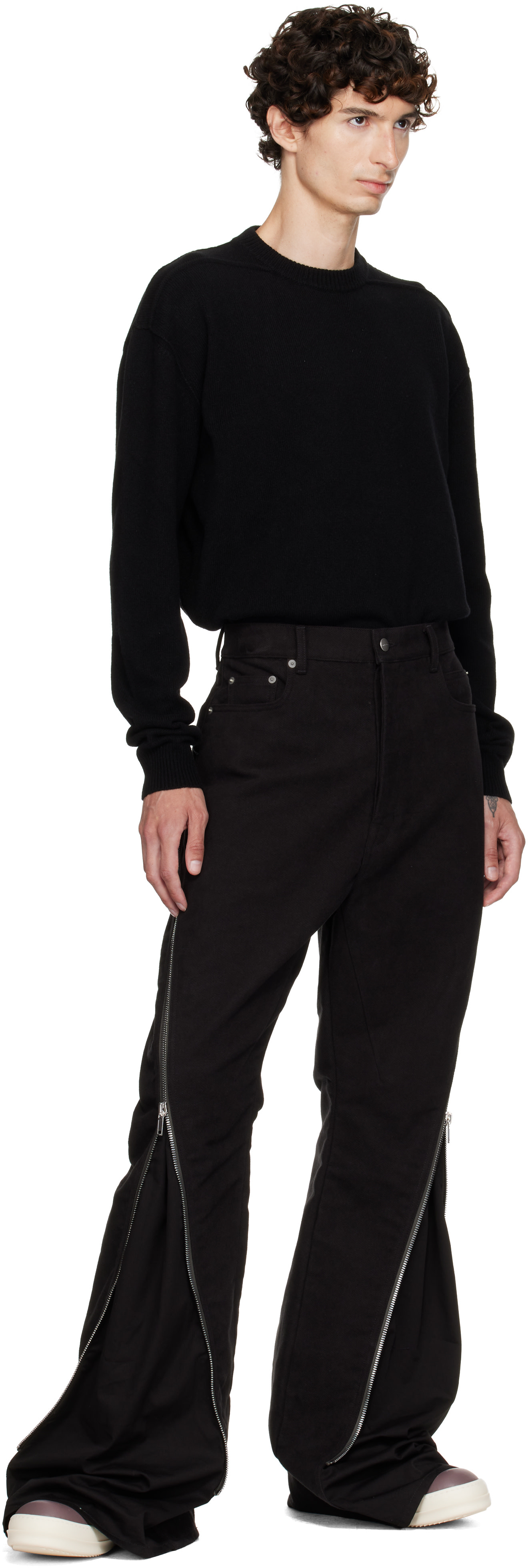 Rick Owens: ブラック Tower Bolan Banana トラウザーズ | SSENSE 日本