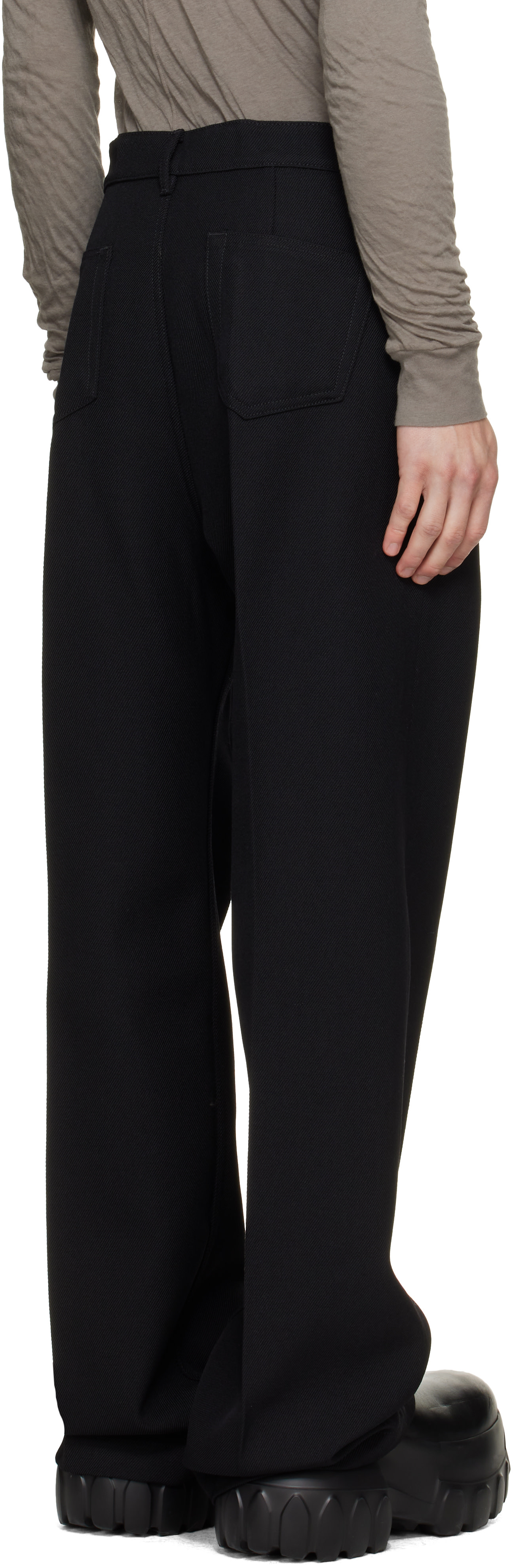 Rick Owens: Black Tower Geth Wool Whipcord Jeans | SSENSE