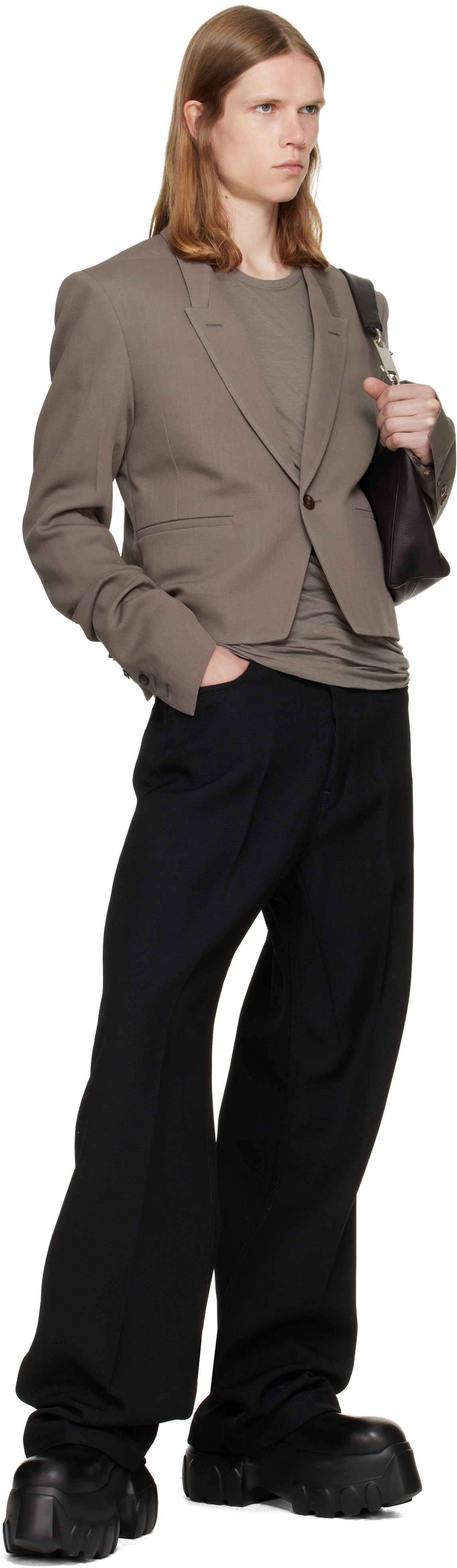 Rick Owens: Black Tower Geth Wool Whipcord Jeans | SSENSE