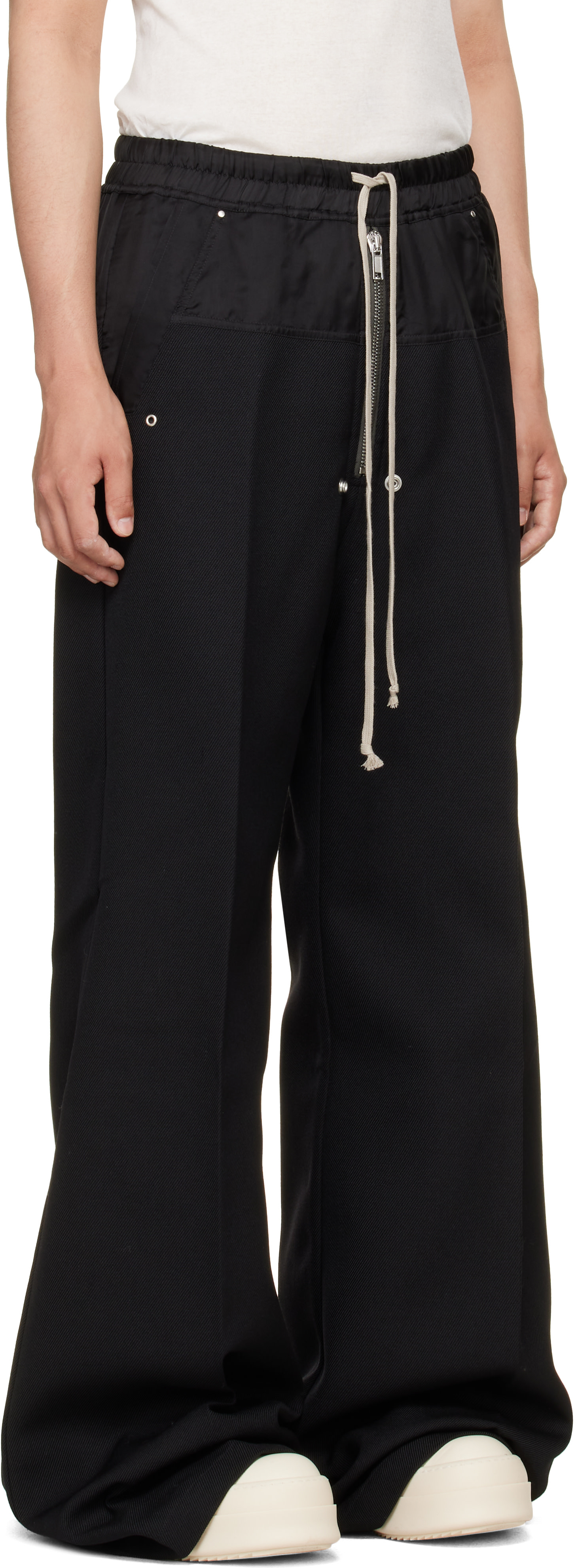 Rick Owens: ブラック Tower Wide Belas トラウザーズ | SSENSE 日本