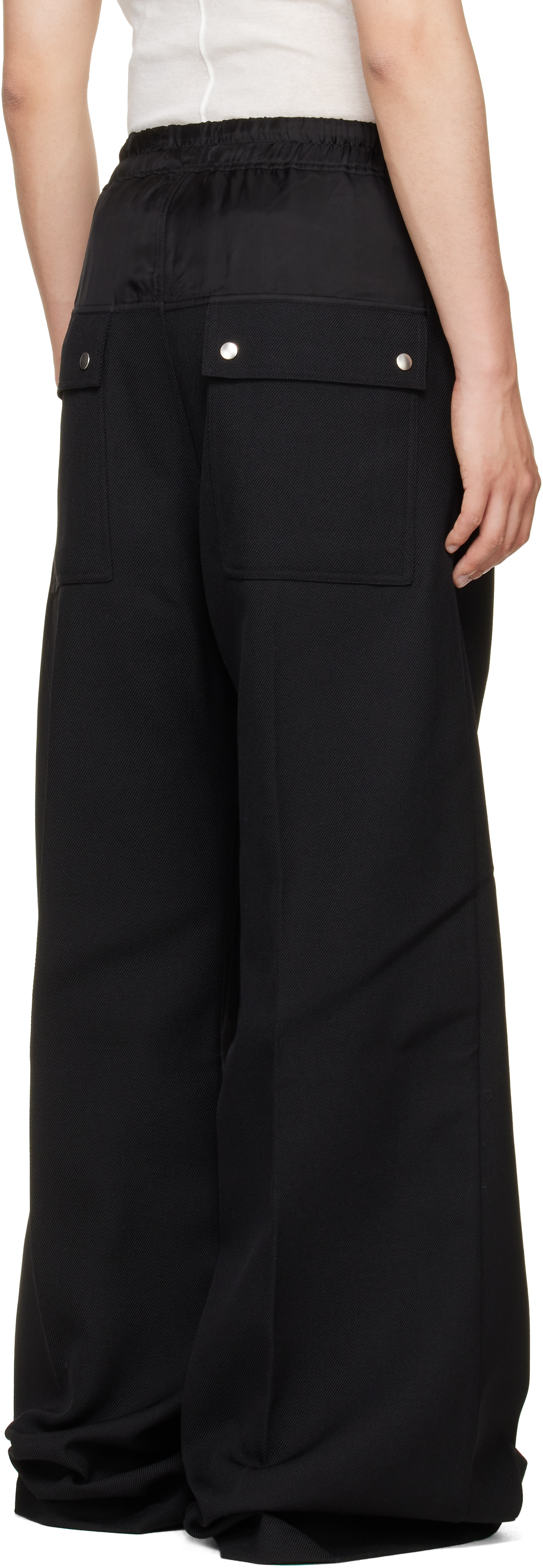 Rick Owens: ブラック Tower Wide Belas トラウザーズ | SSENSE 日本