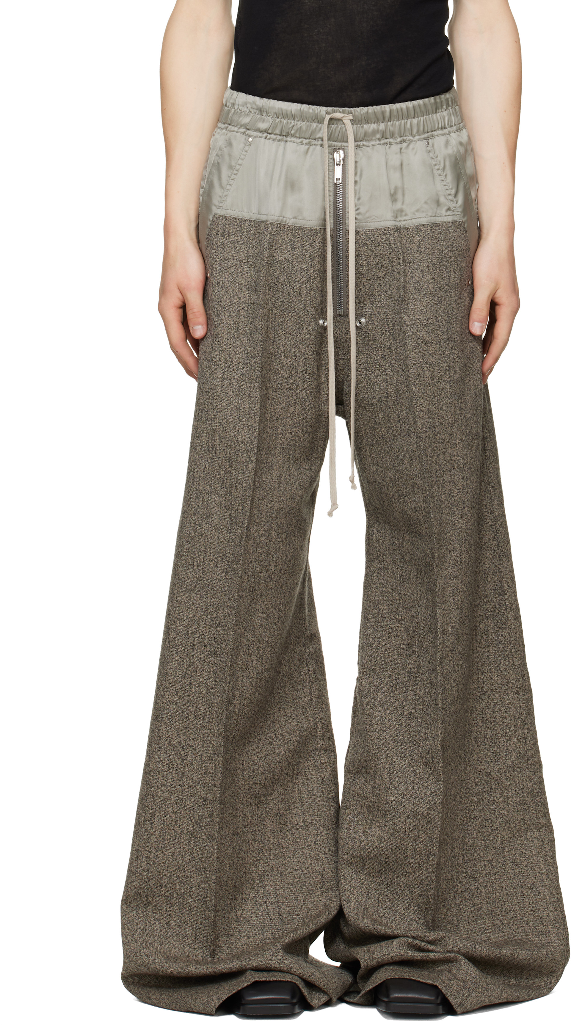 Rick Owens: トープ Tower Wide Bela トラウザーズ | SSENSE 日本