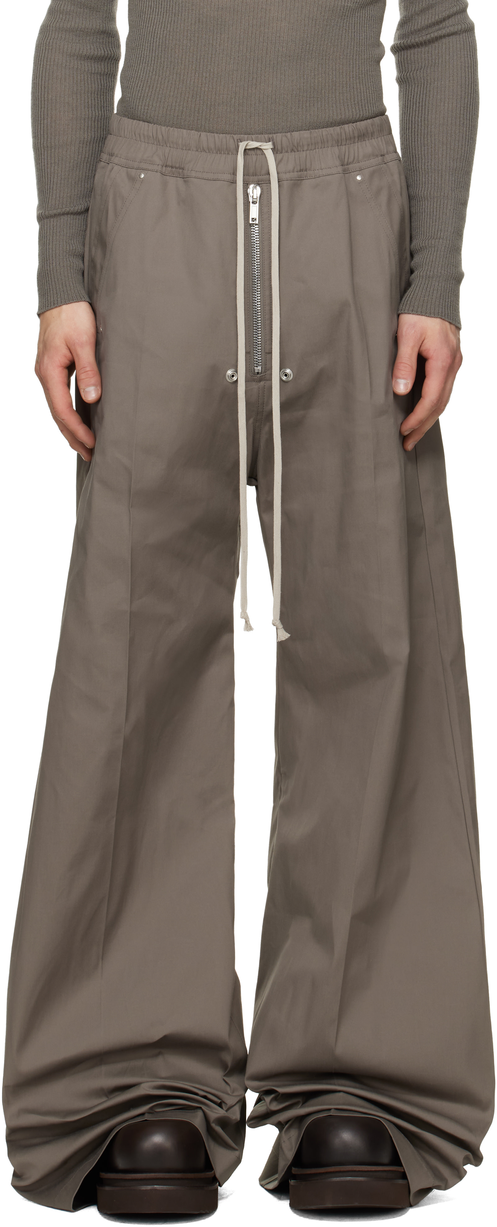 Rick Owens: Gray Tower Wide Bela Trousers | SSENSE
