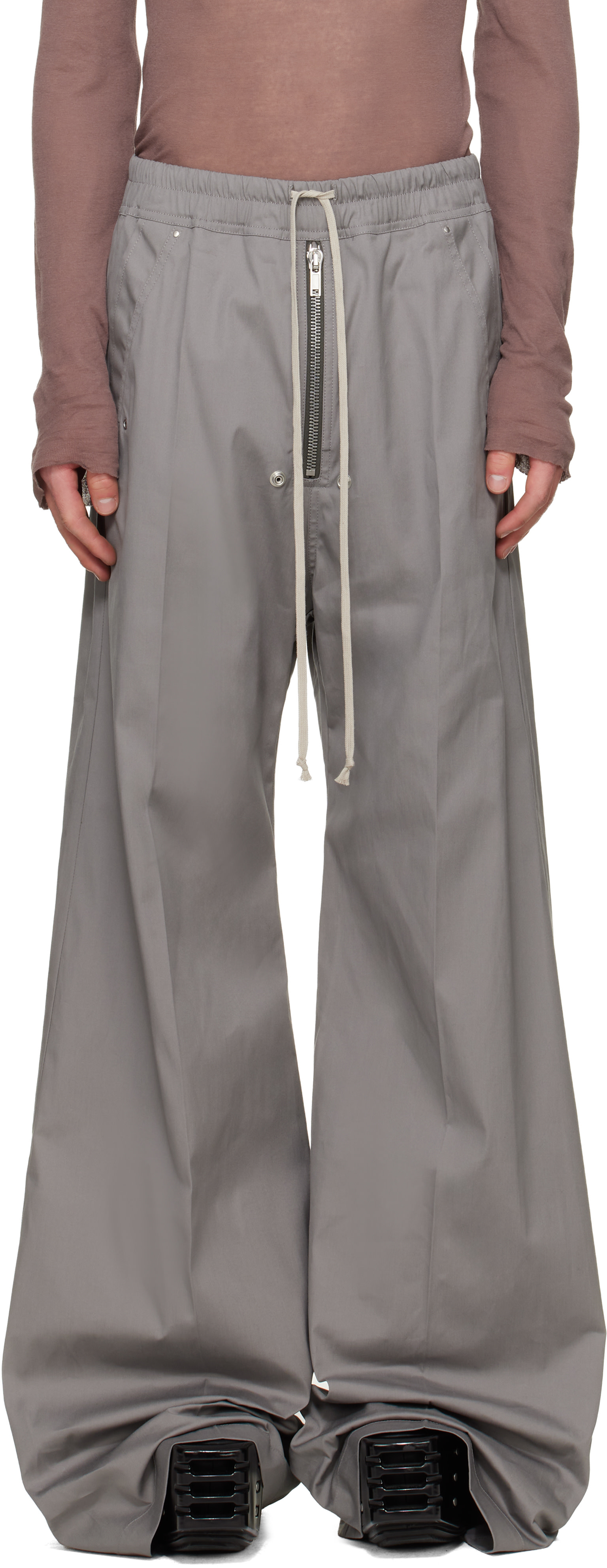 Rick Owens: Gray Tower Wide Bela Trousers | SSENSE