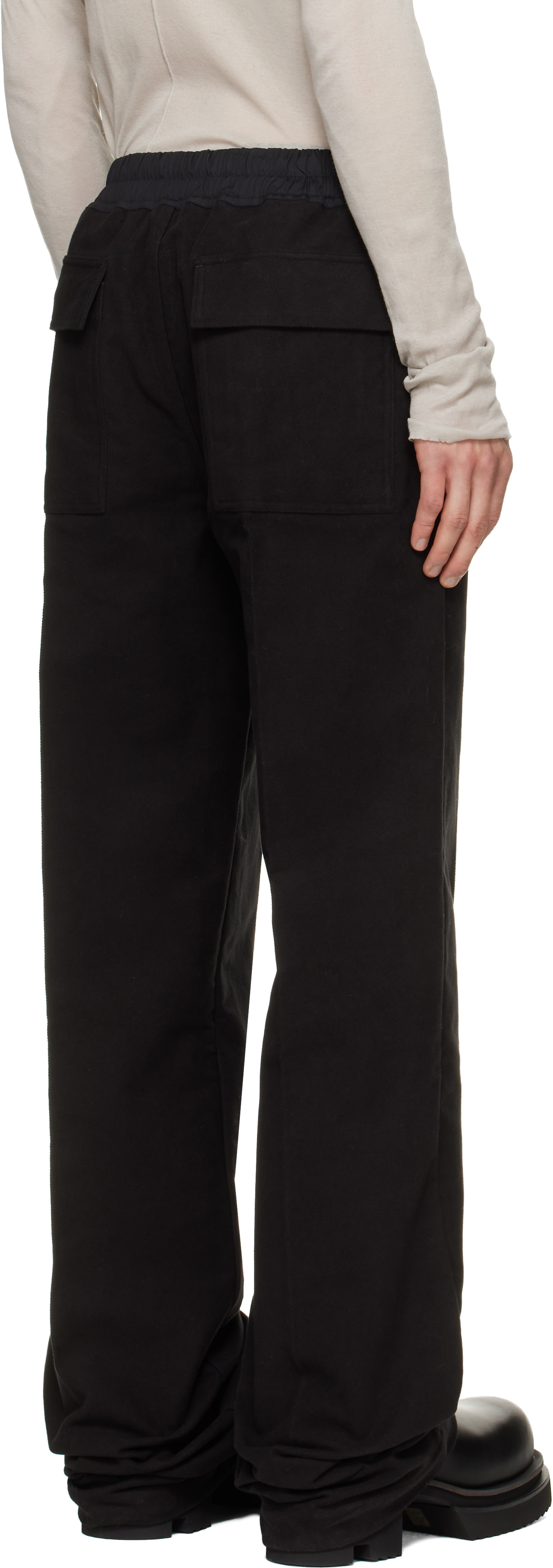Rick Owens: Black Tower Dietrich Drawstring Trousers | SSENSE Canada