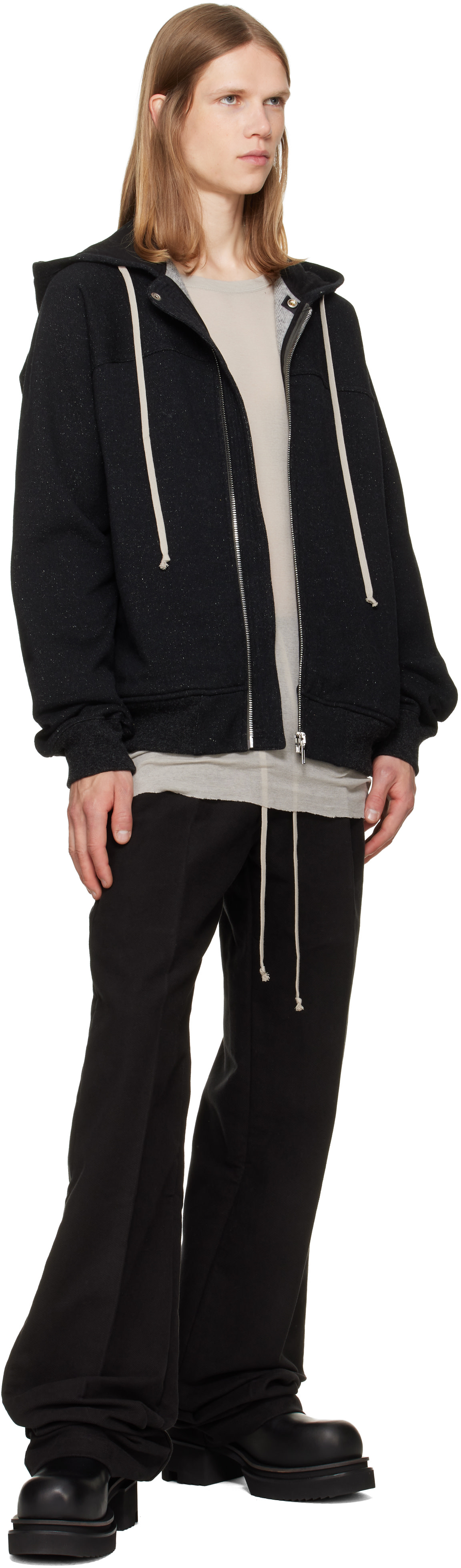 Rick Owens: Black Tower Dietrich Drawstring Trousers | SSENSE Canada