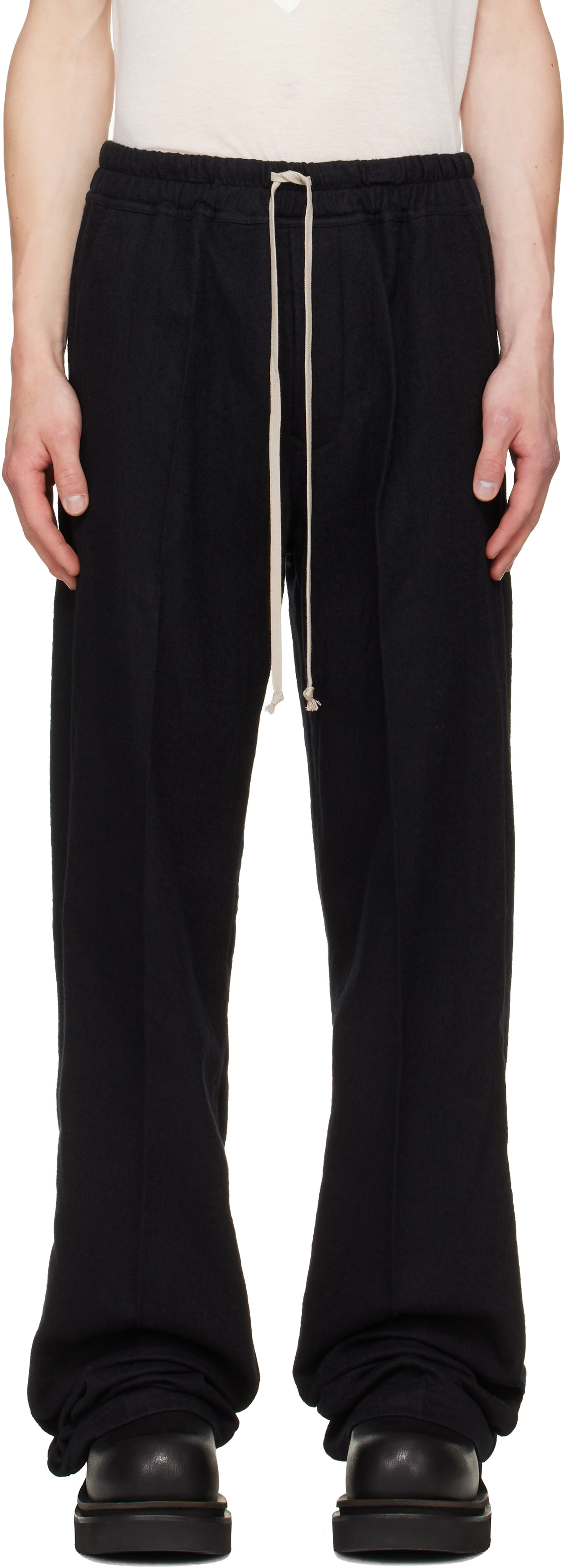 Rick Owens: Black Tower Dietrich Drawstring Trousers | SSENSE Canada