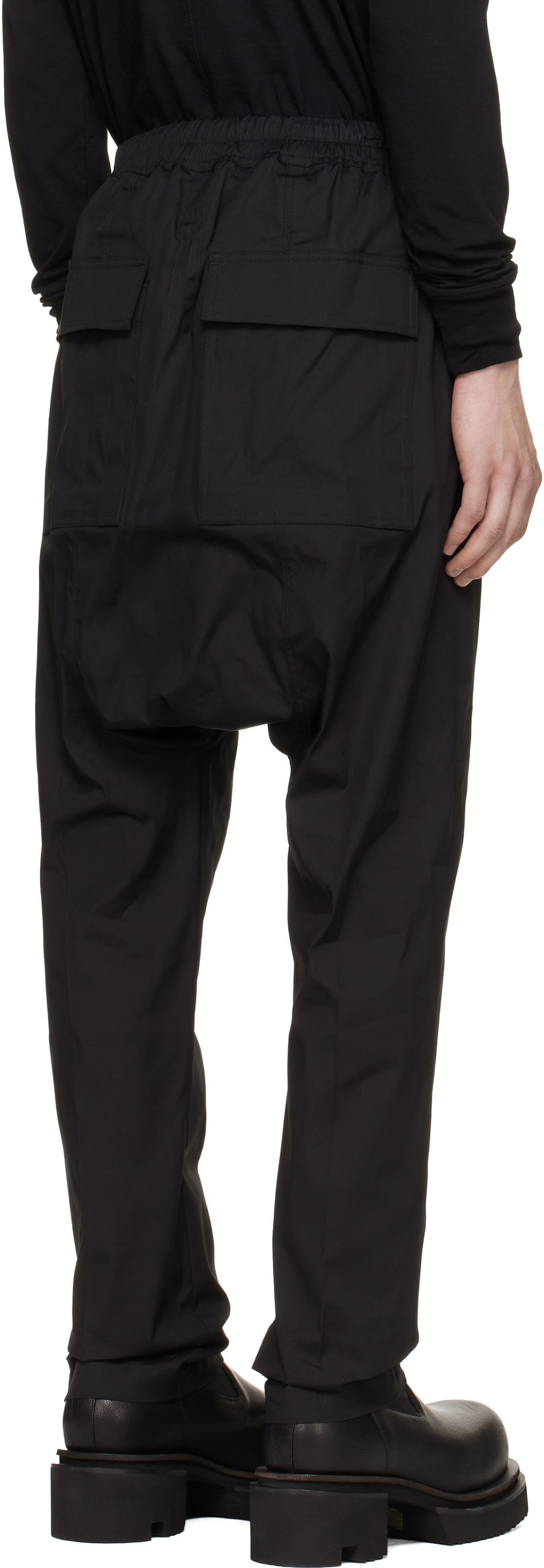 Rick Owens: Black Tower Drawstring Long Trousers | SSENSE