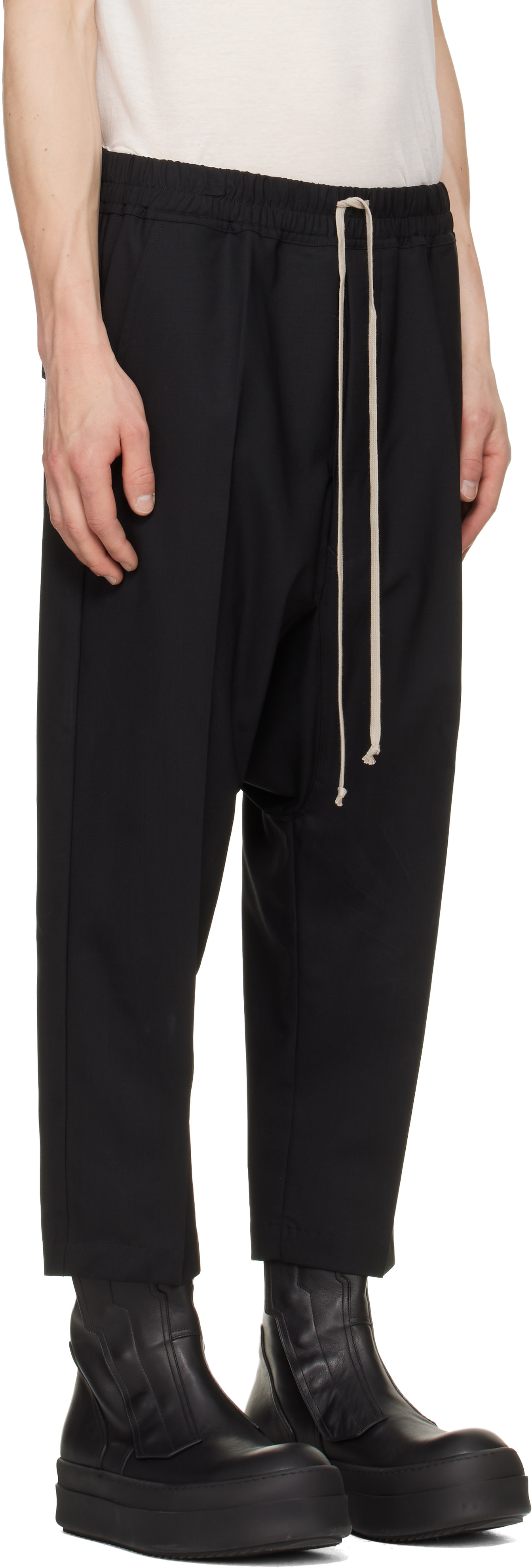Rick Owens - ブラック Tower Drawstring クロップド トラウザーズ