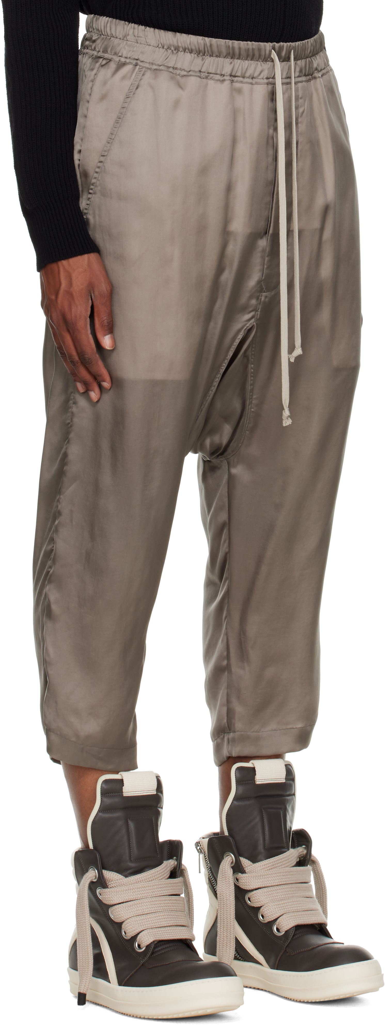 Rick Owens - Gray Tower Drawstring Cropped Trousers