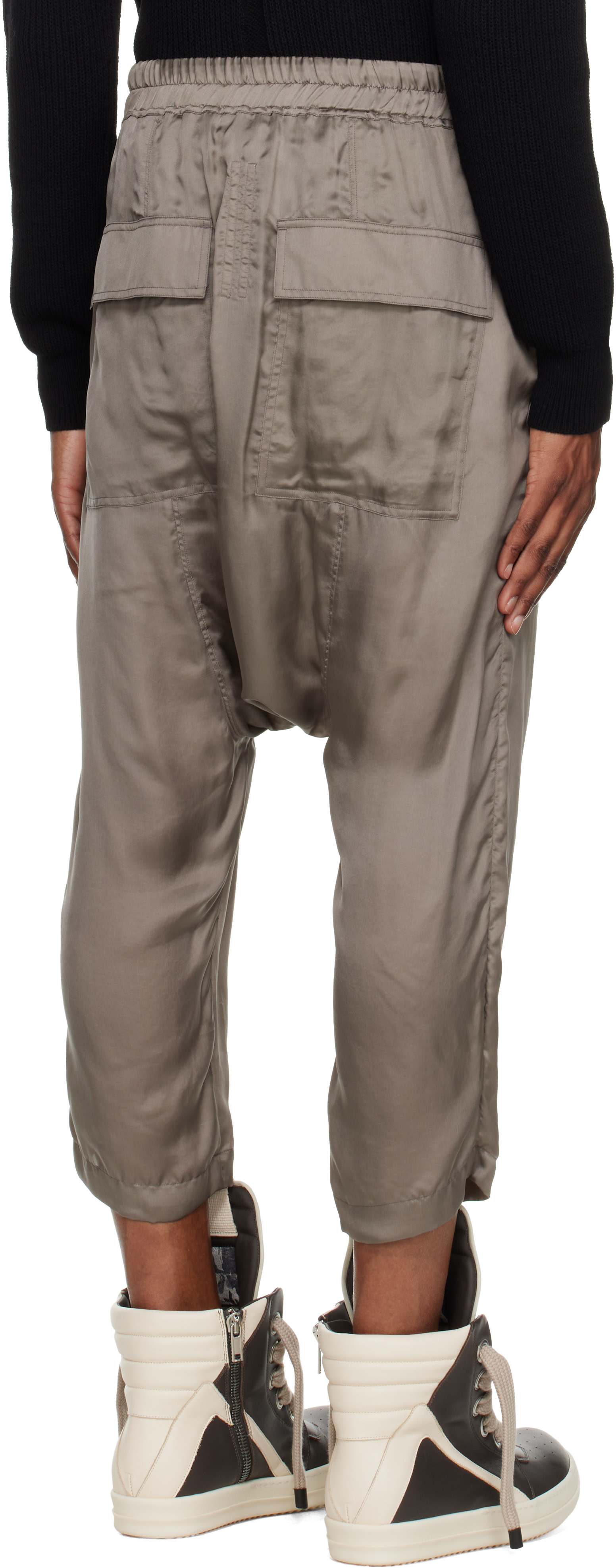 Rick Owens - Gray Tower Drawstring Cropped Trousers
