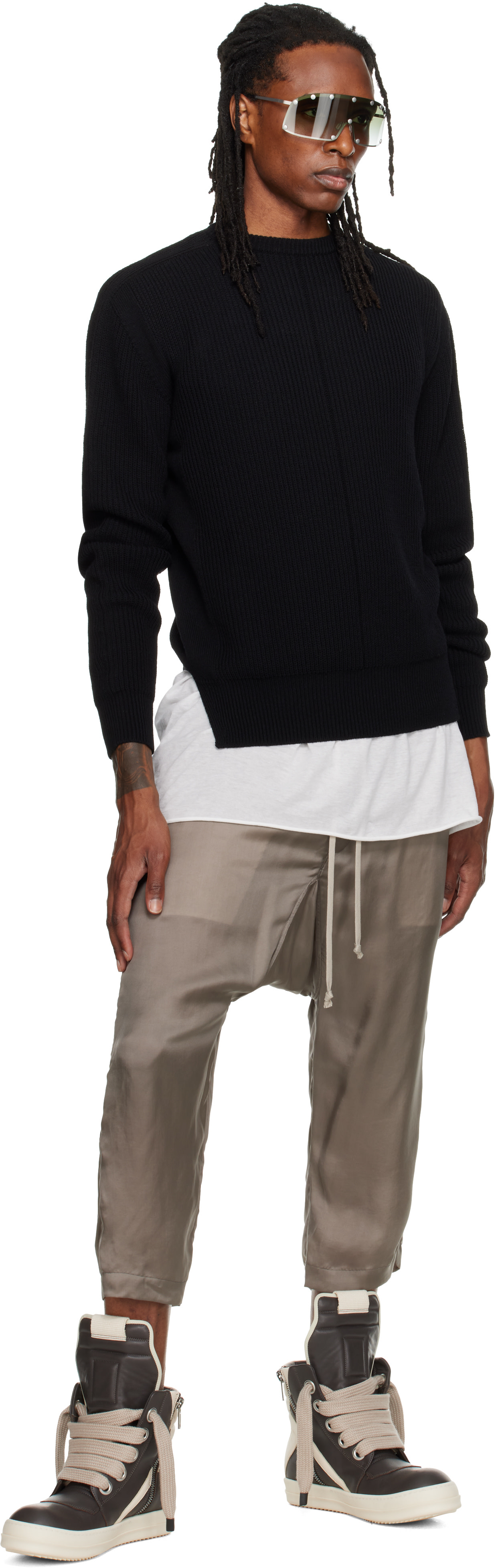 Rick Owens - Gray Tower Drawstring Cropped Trousers