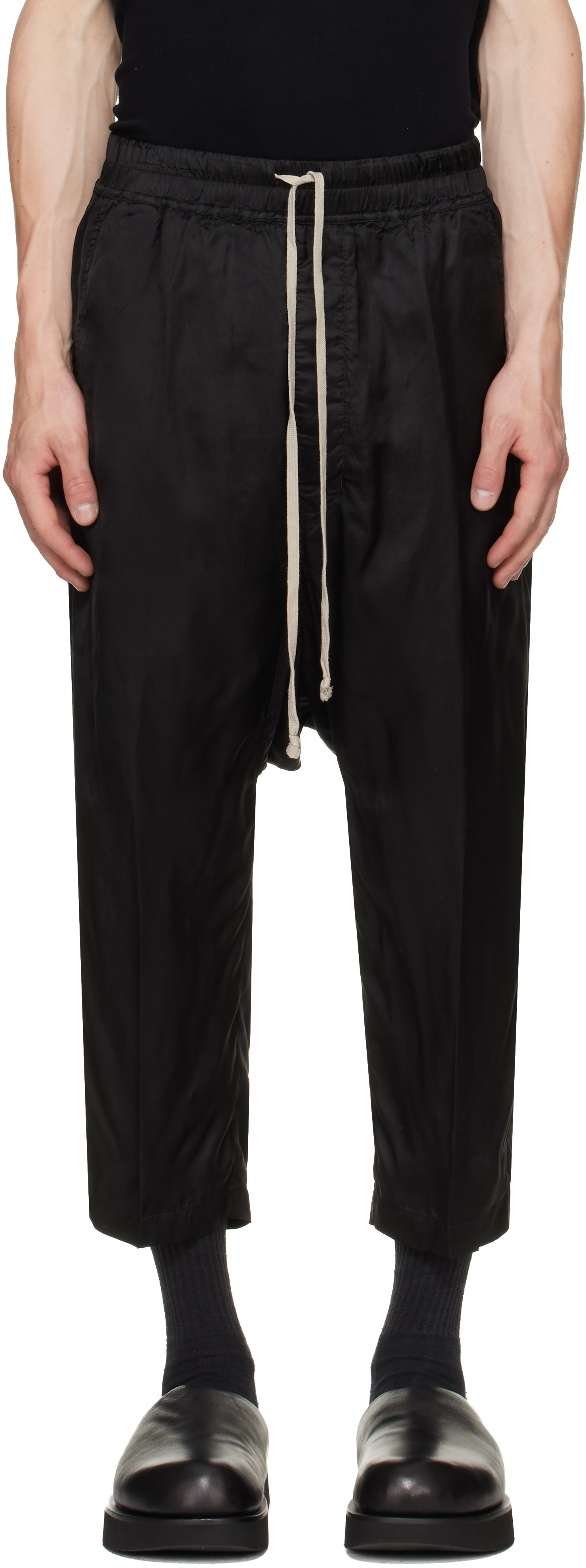 Rick Owens - ブラック Tower Drawstring クロップド トラウザーズ