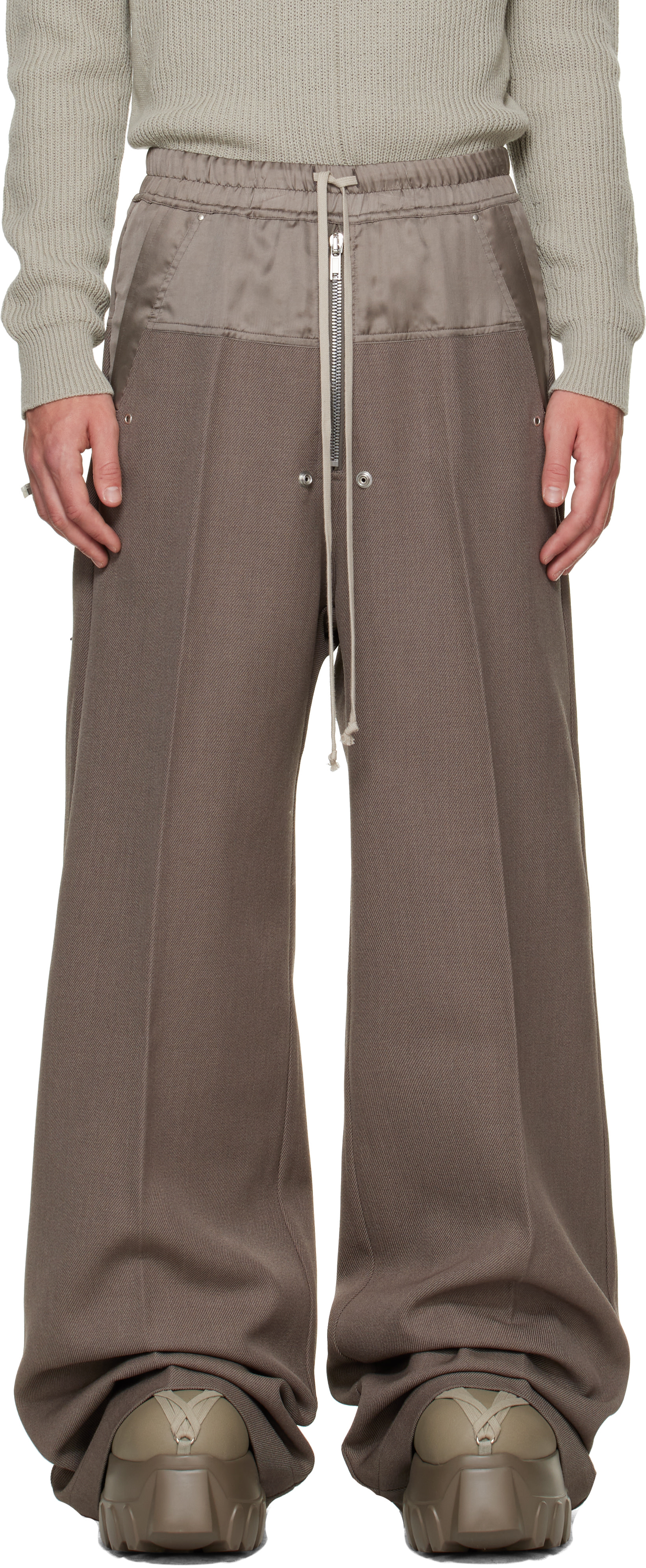 Rick Owens: Gray Tower Wide Bela Trousers | SSENSE