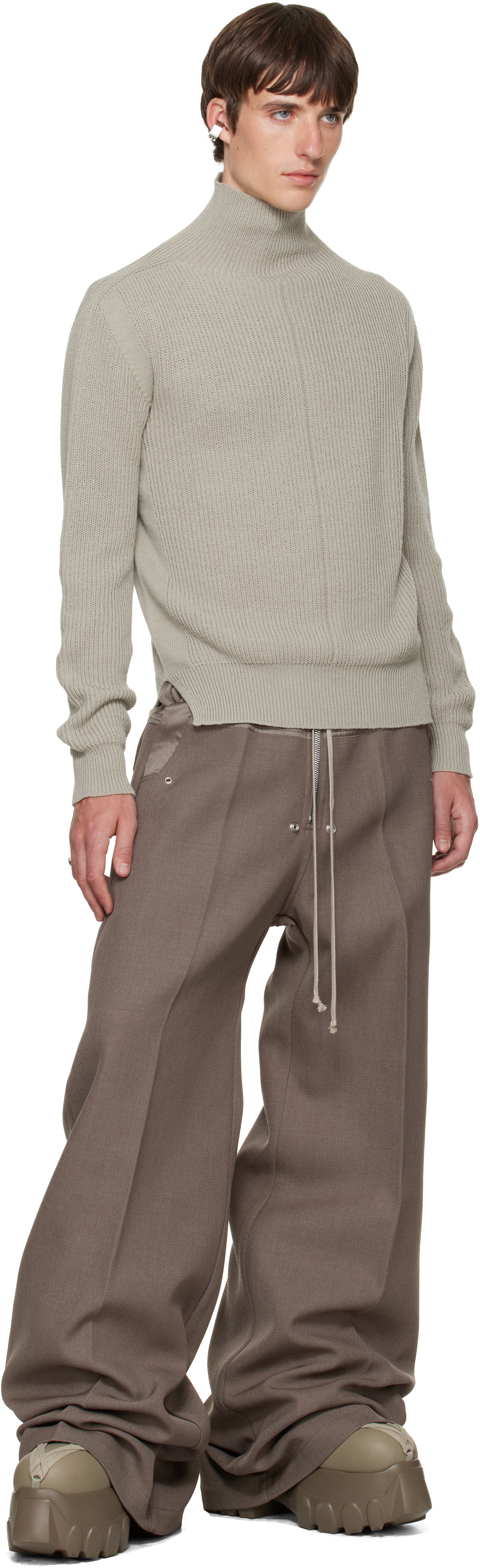 Rick Owens: Gray Tower Wide Bela Trousers | SSENSE