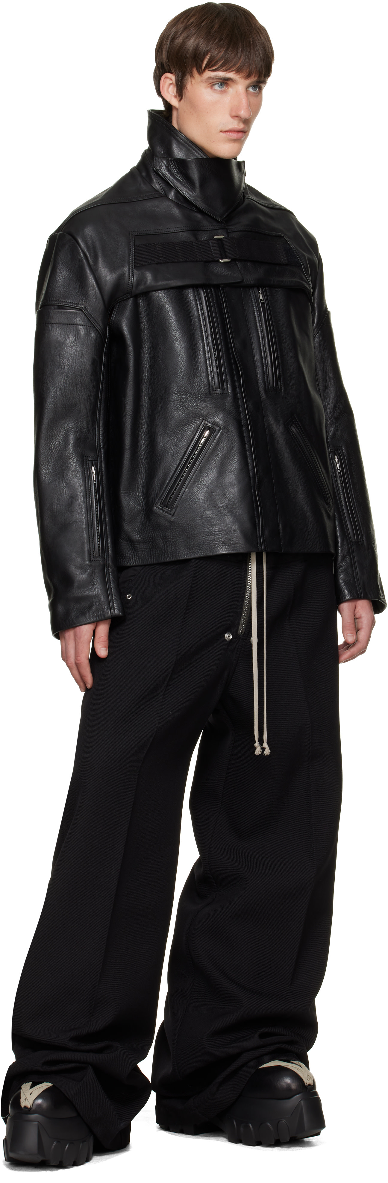 Rick Owens: ブラック Tower Wide Bela トラウザーズ | SSENSE 日本