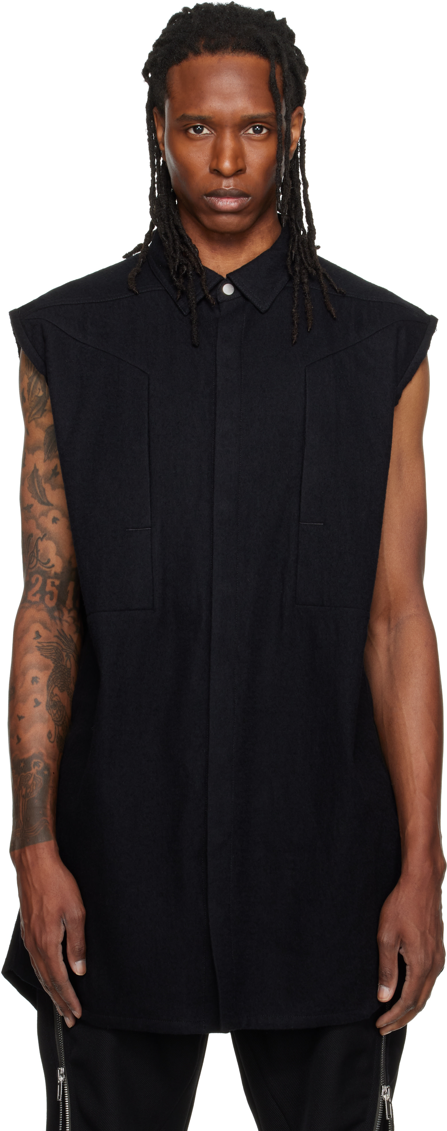 Rick Owens: Black Tower Jumbo SL Overshirt | SSENSE
