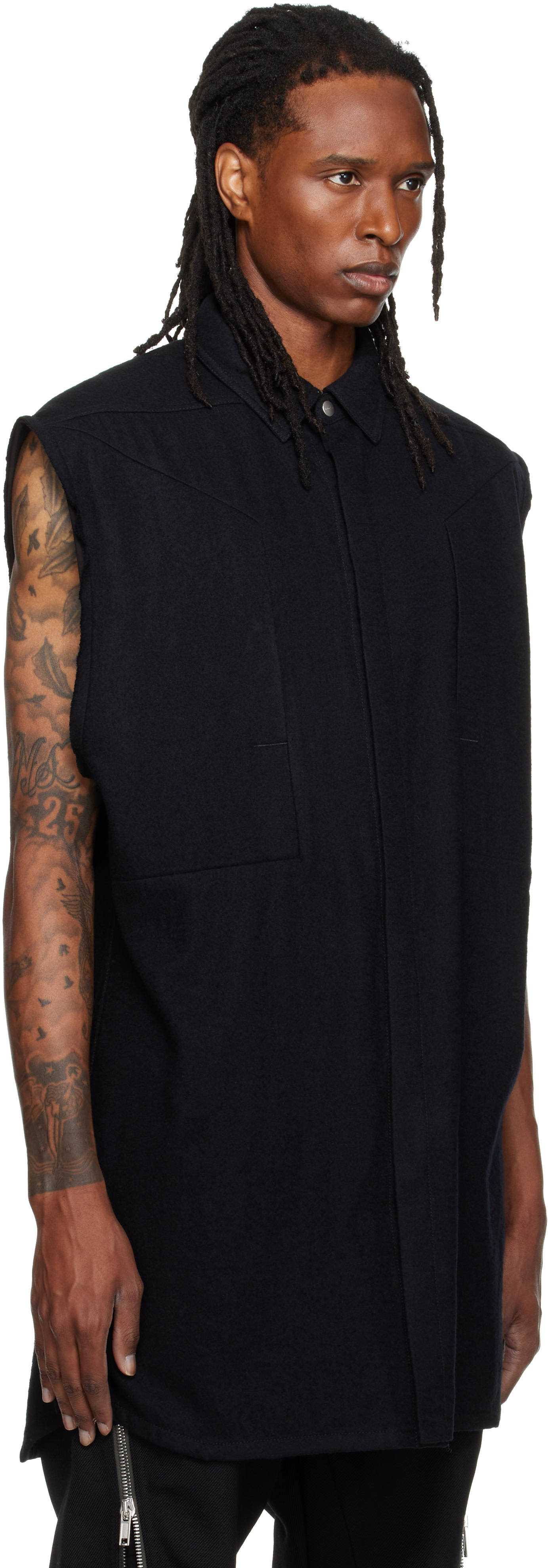 Rick Owens: ブラック Tower Jumbo SL オーバーシャツ | SSENSE 日本