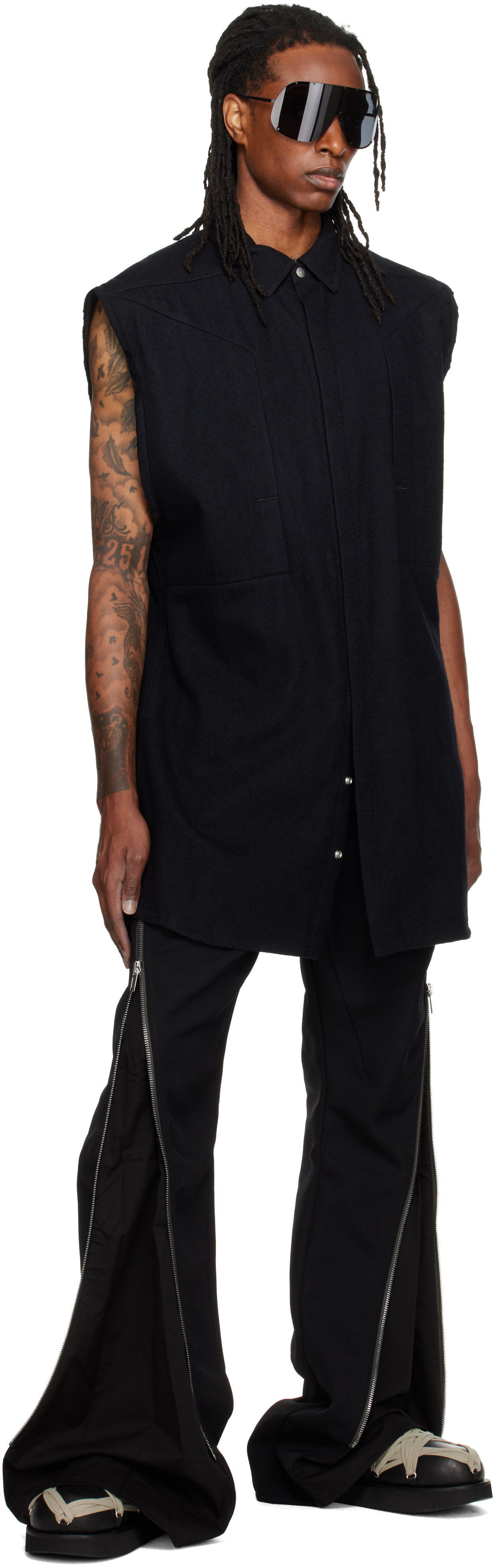 Rick Owens: Black Tower Jumbo SL Overshirt | SSENSE Norway