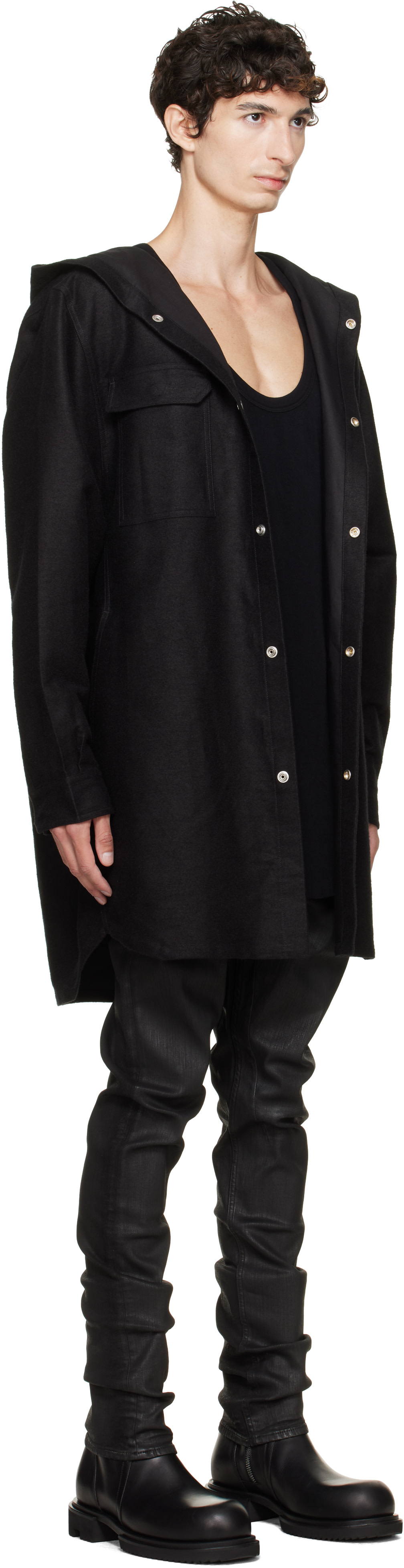 Rick Owens - ブラック Tower フード付き オーバーシャツ