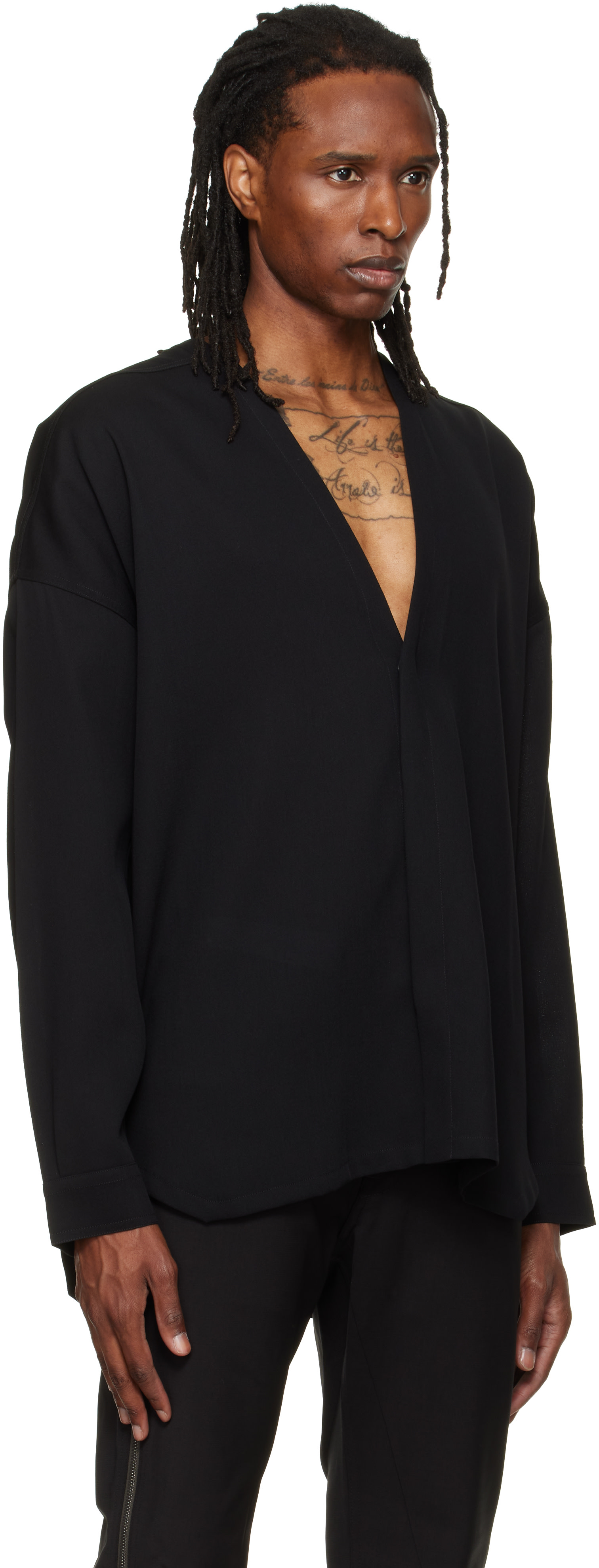 Rick Owens: ブラック Tower Lido Larry シャツ | SSENSE 日本