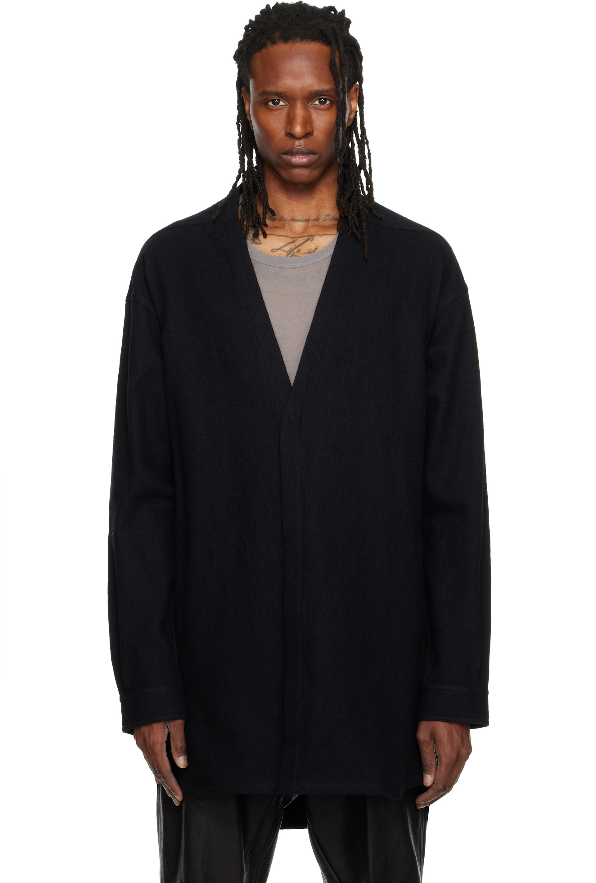 Rick Owens: Black Tower Concordian Shirt | SSENSE