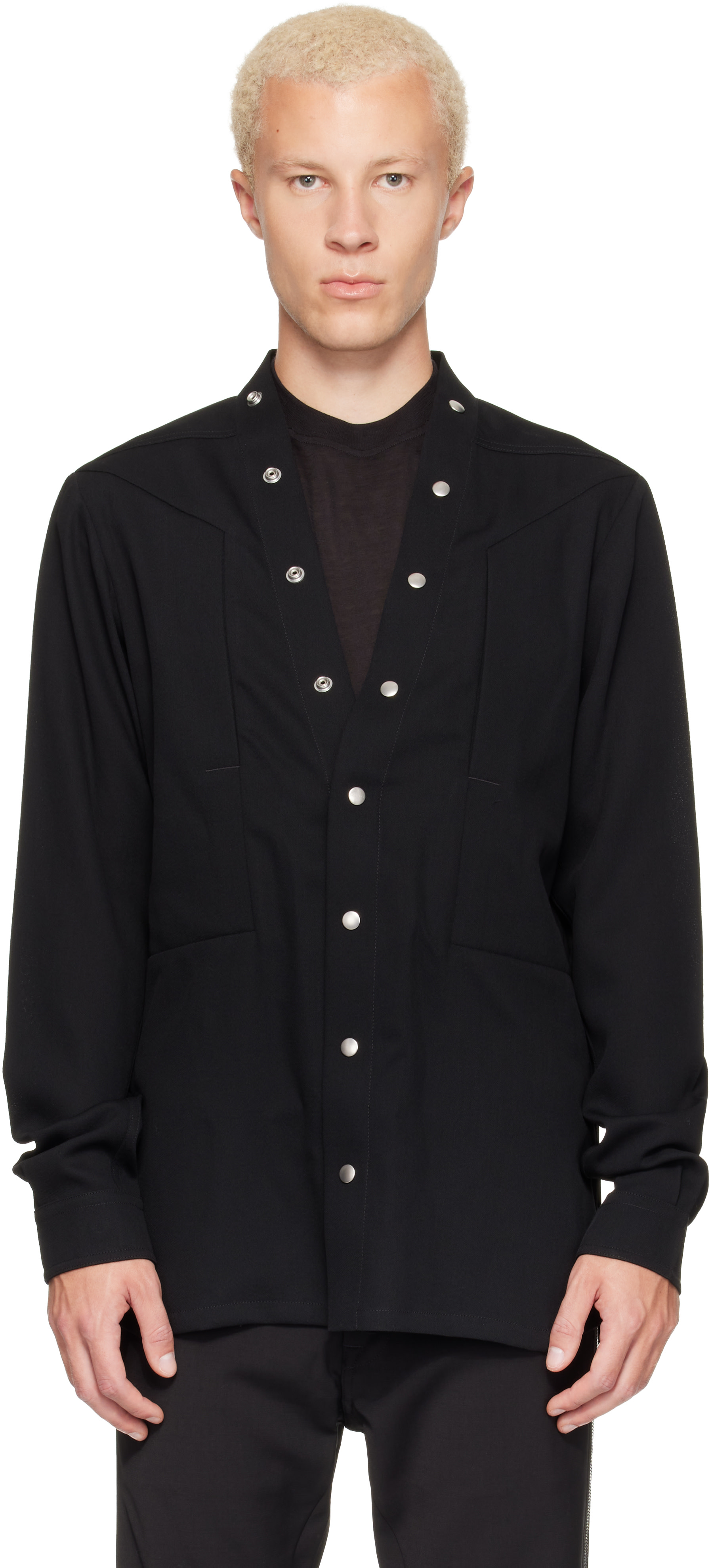 Rick Owens: Black Tower Larry Fogpocket Shirt | SSENSE