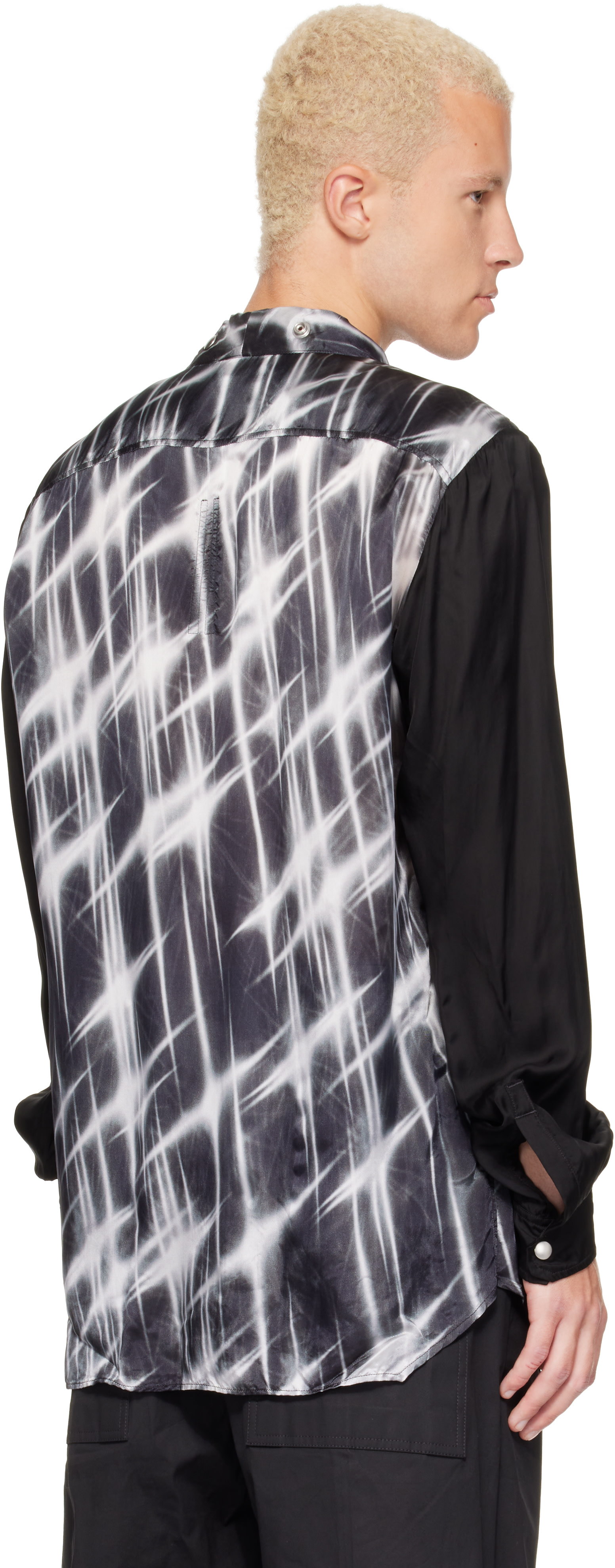 新品未使用 RICK OWENS 22AW STROBE LARRY SHIRT Rick Owens: Black & White Tower Larry Fogpocket Shirt | SSENSE Canada