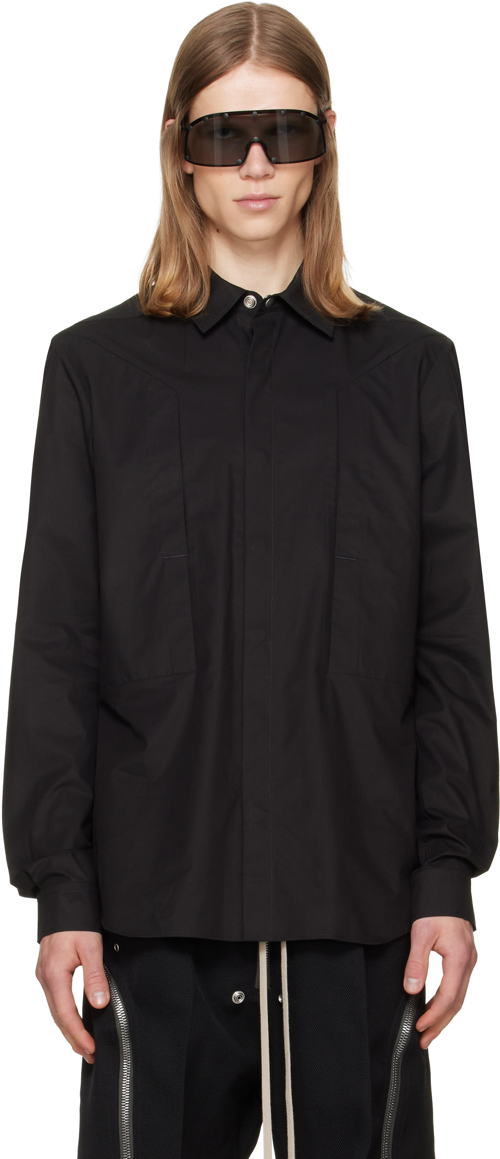 Rick Owens: ブラック Tower Fogpocket オーバーシャツ | SSENSE 日本