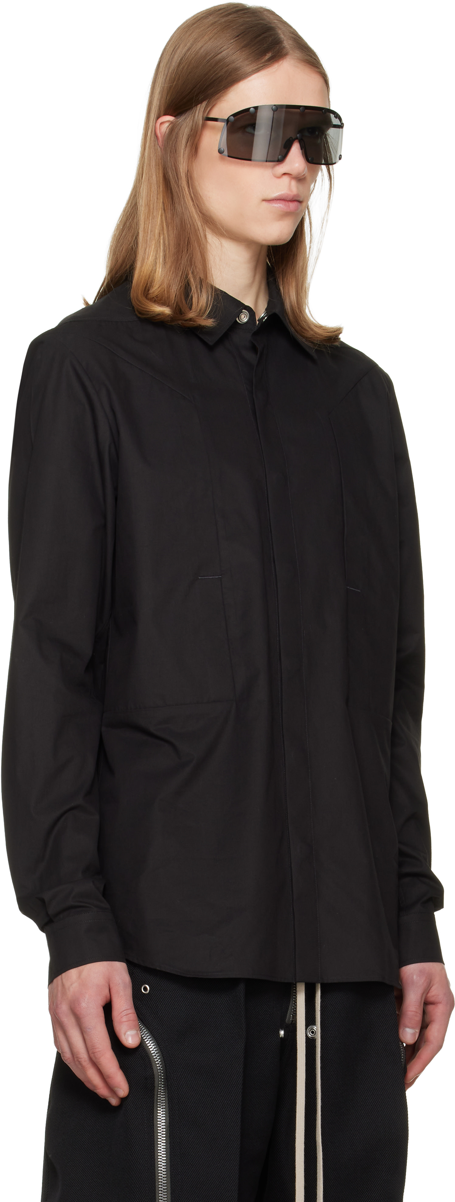 Rick Owens: ブラック Tower Fogpocket オーバーシャツ | SSENSE 日本