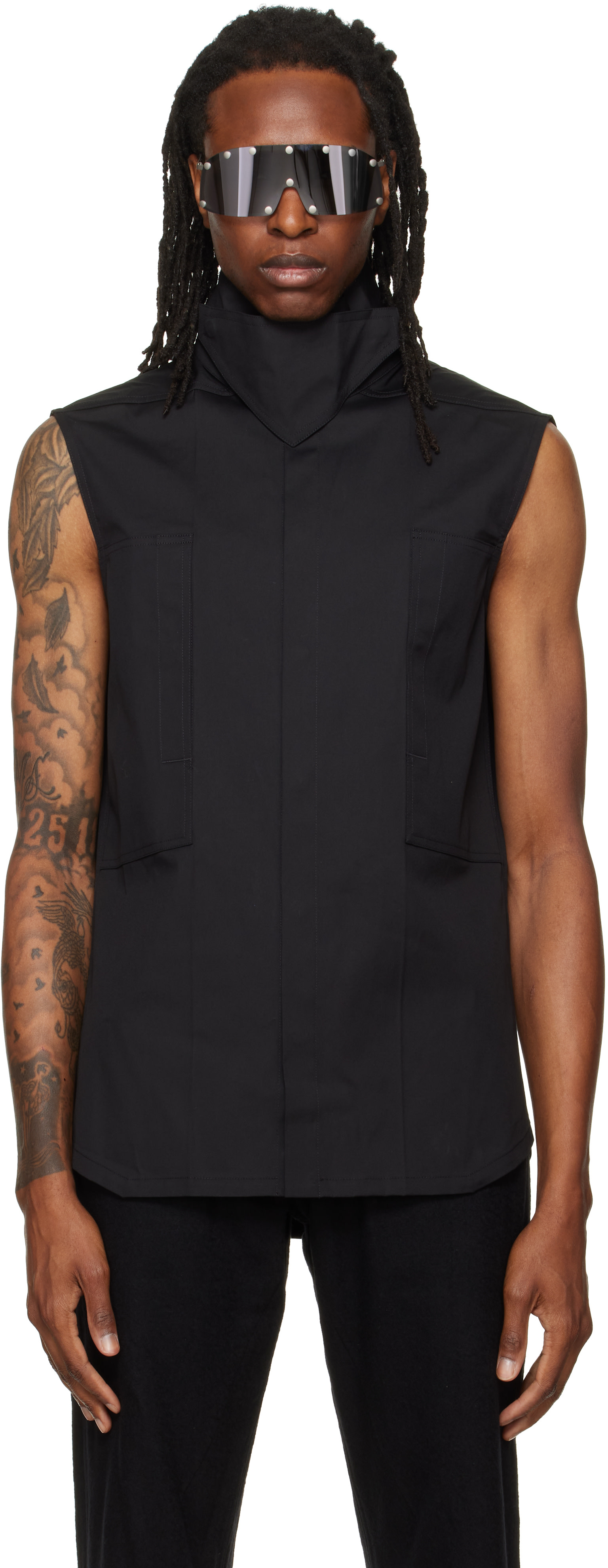 Rick Owens: Black Tower SL Outershirt | SSENSE