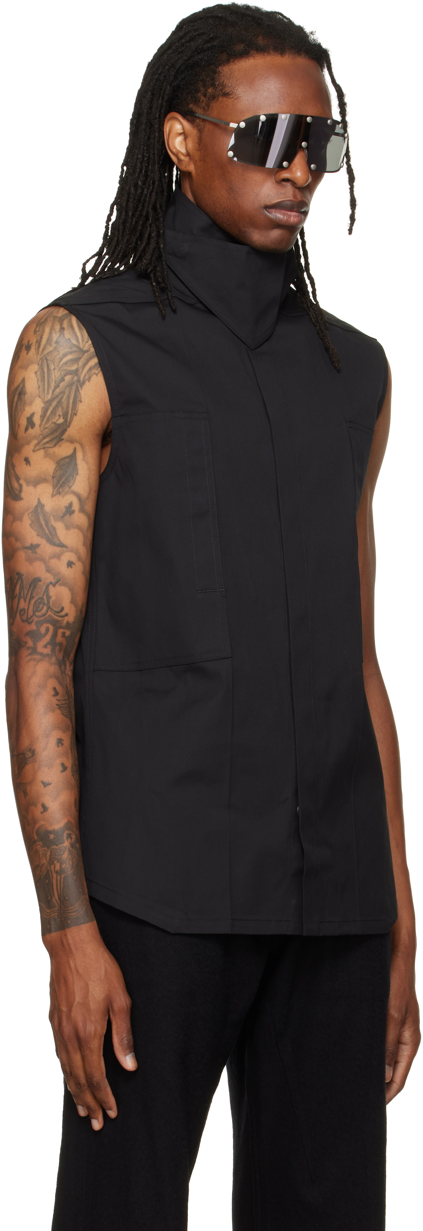 Rick Owens: Black Tower SL Outershirt | SSENSE Canada