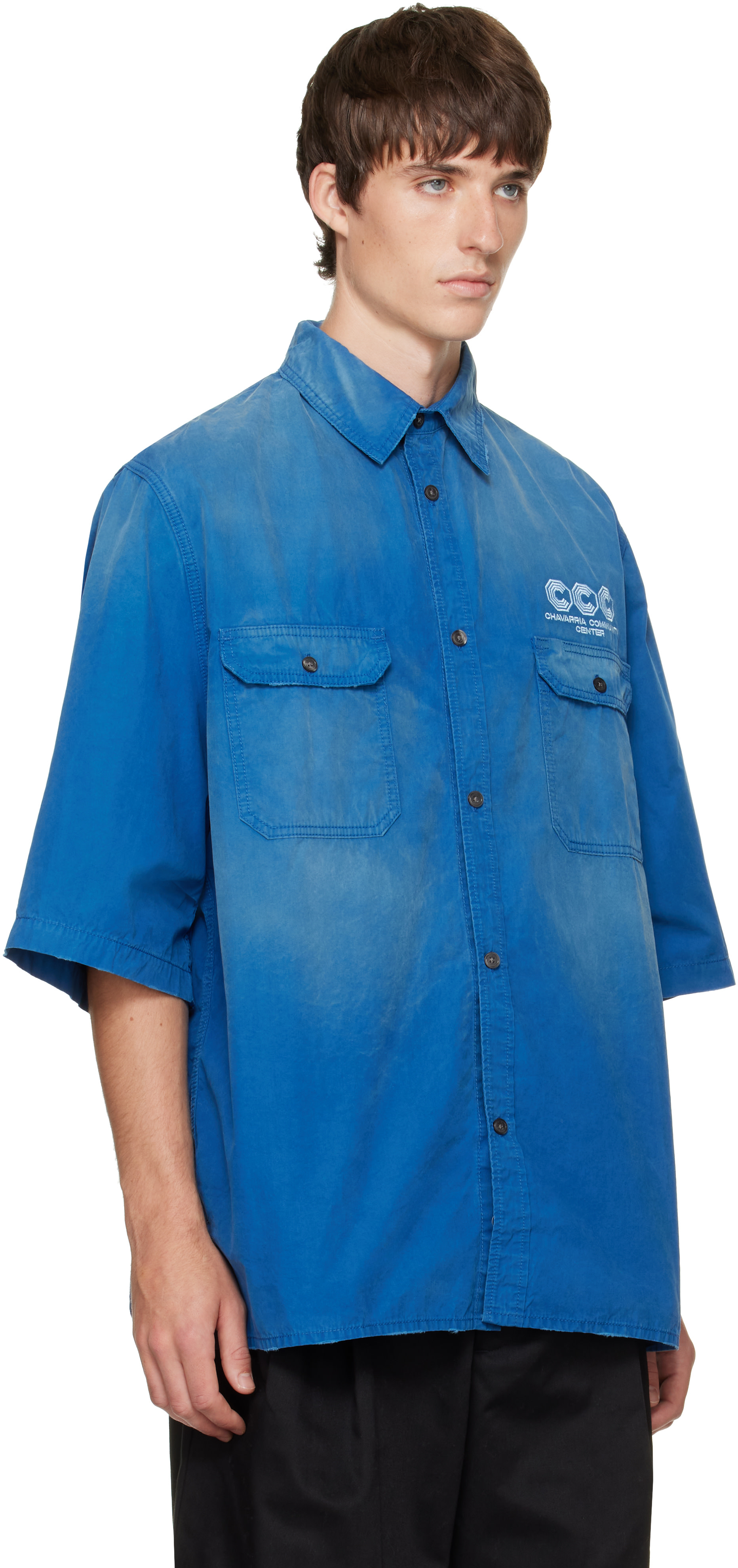 WILLY CHAVARRIA: ブルー S/S Workwear Corcoran オーバーシャツ