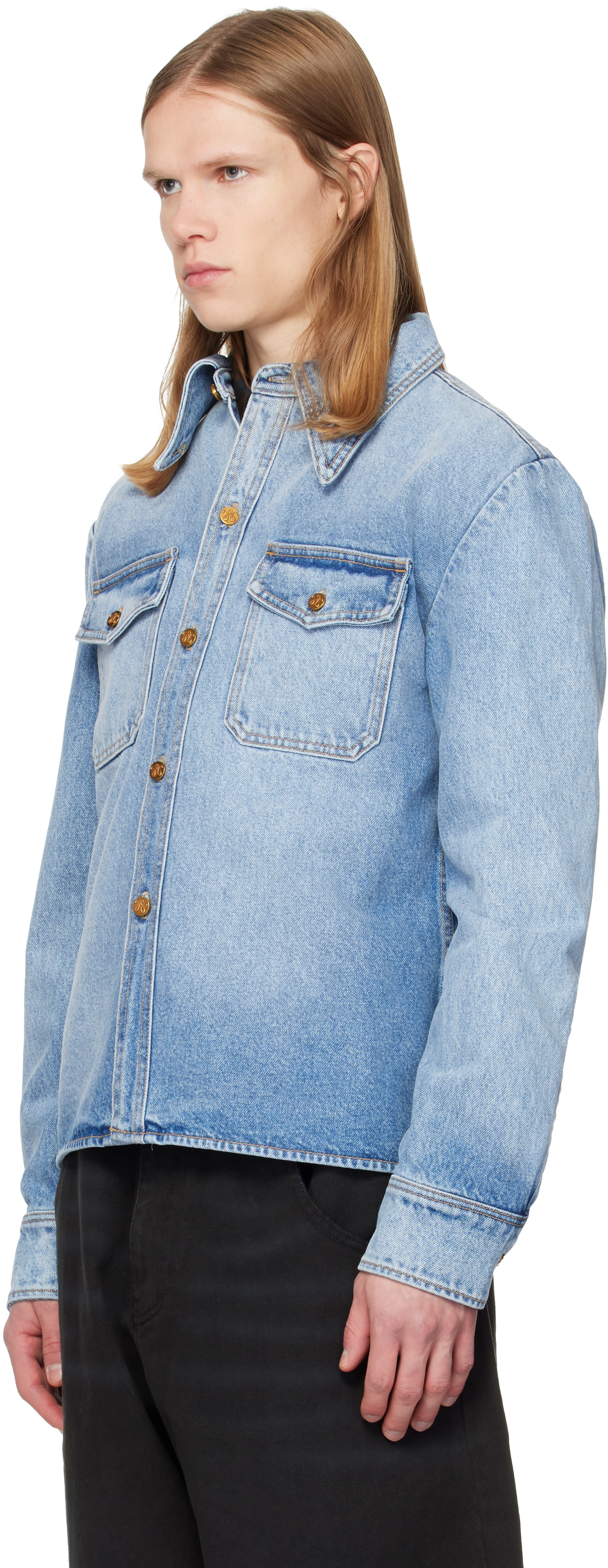 WILLY CHAVARRIA - Blue Chente Denim Overshirt
